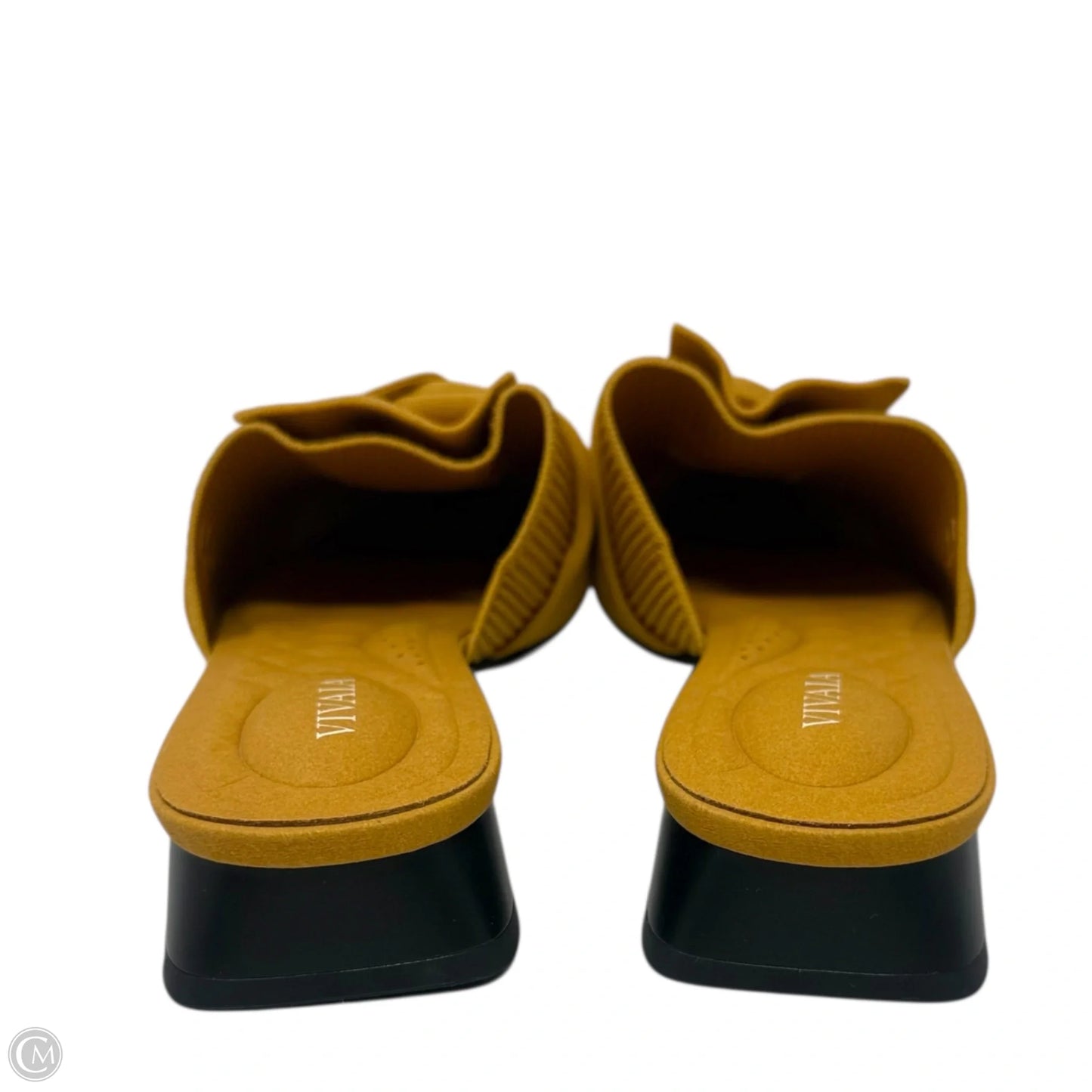 Yaffa Pointed Closed Toe Knot Sandals By Vivaia In Mustard Yellow, Size: US 10.5/EU 41.5