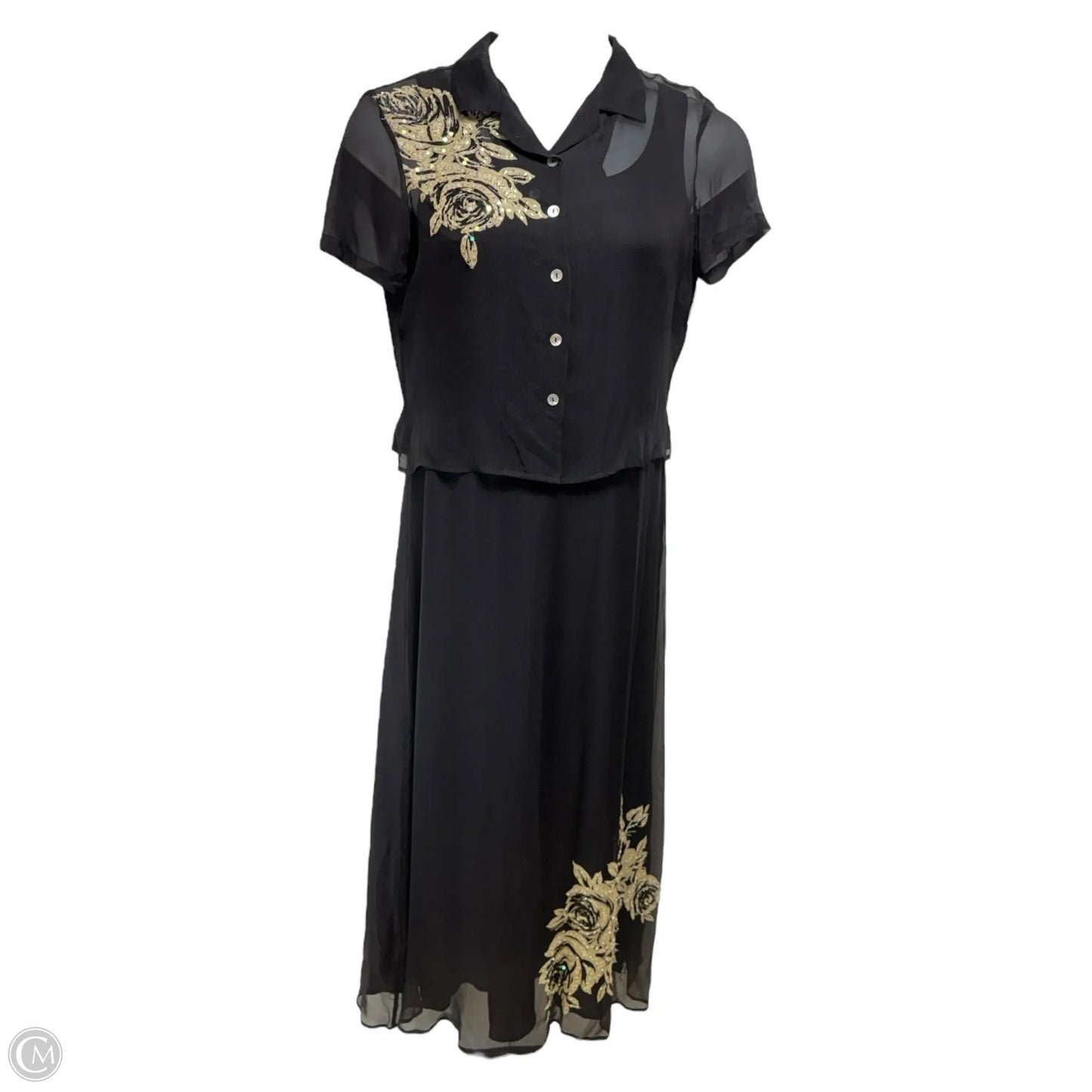 Silk Dress Set 2pc By Robbie Bee In Black, Size: 8