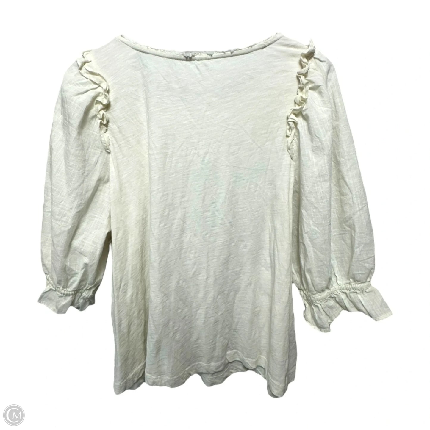 Keri Smocked Top Long Sleeve By Anthropologie In Cream, Size: 1x