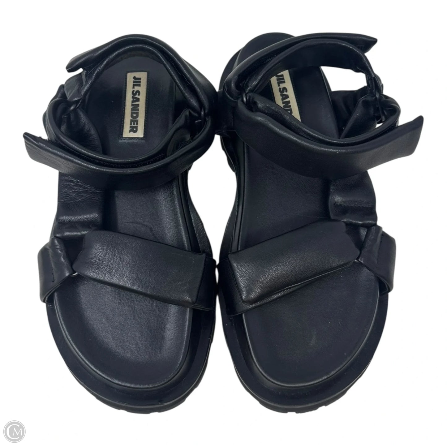 Touch-Strap Flatform Sandals By Jil Sander In Black, Size: 7.5 (EU 38)