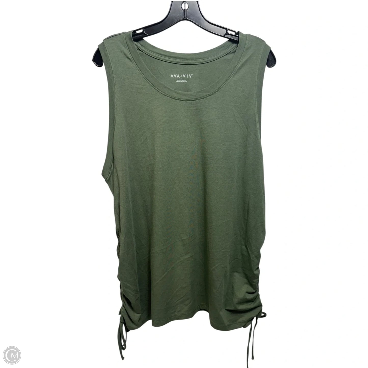 Drawstring Top Sleeveless By Ava & Viv In Green, Size: 2x
