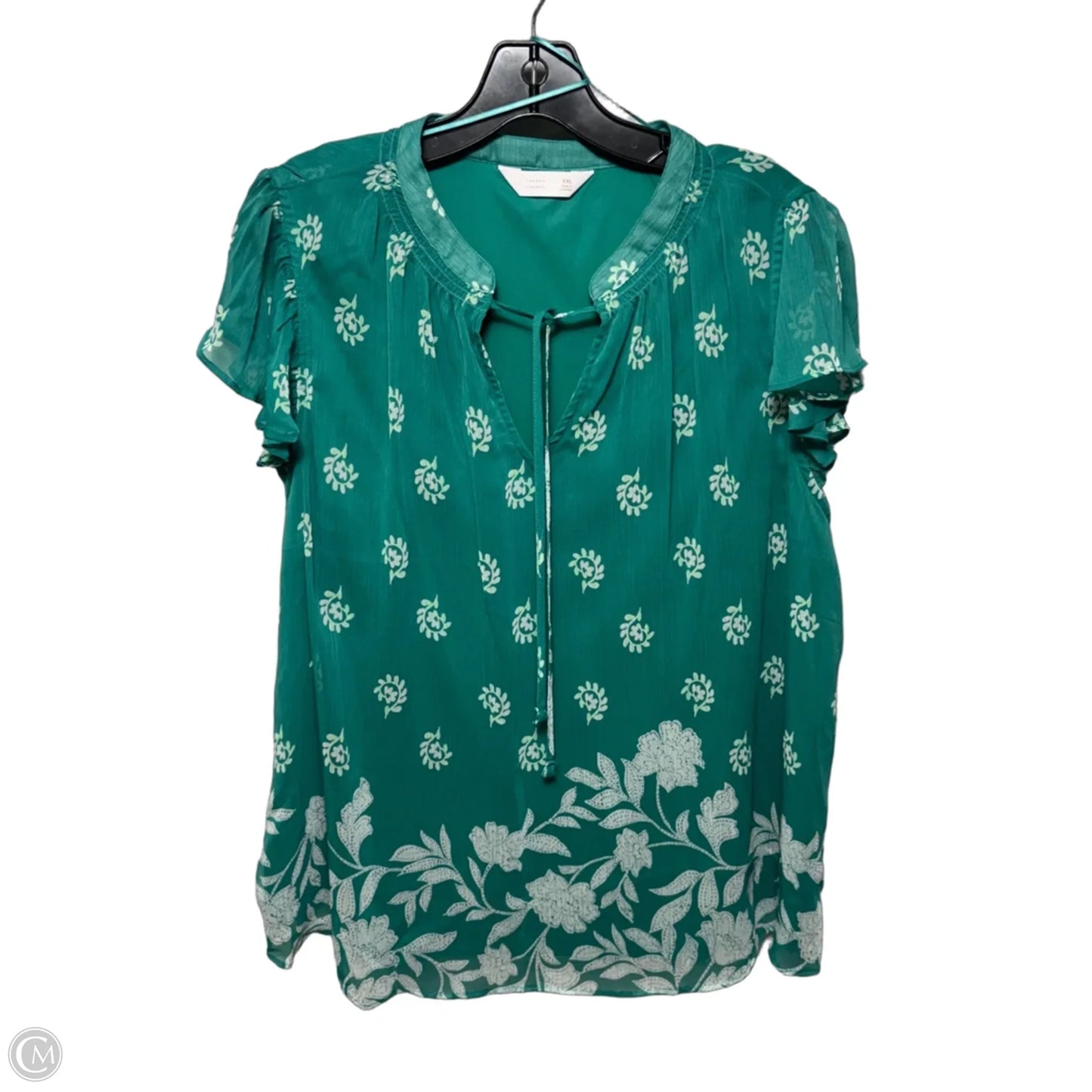 Top Sleeveless By lauren conrad In Green & White, Size: Xxl