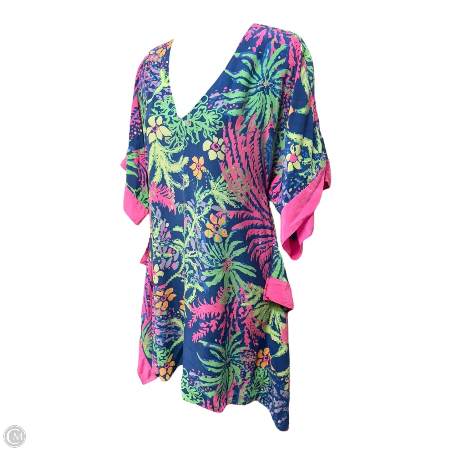 Julie Silk Caftan Dress Designer By Lilly Pulitzer In Indigo All Aglow, Size: XS