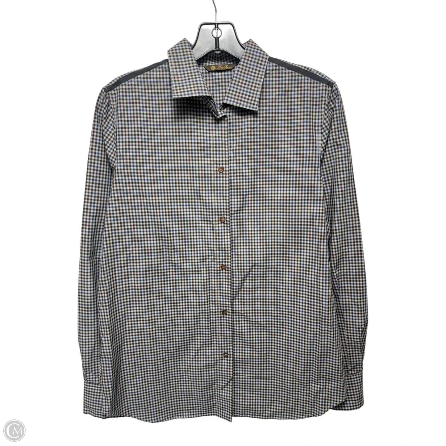 Silk Trim Top Long Sleeve Luxury Designer By Loro Piana In Plaid Pattern, Size: L