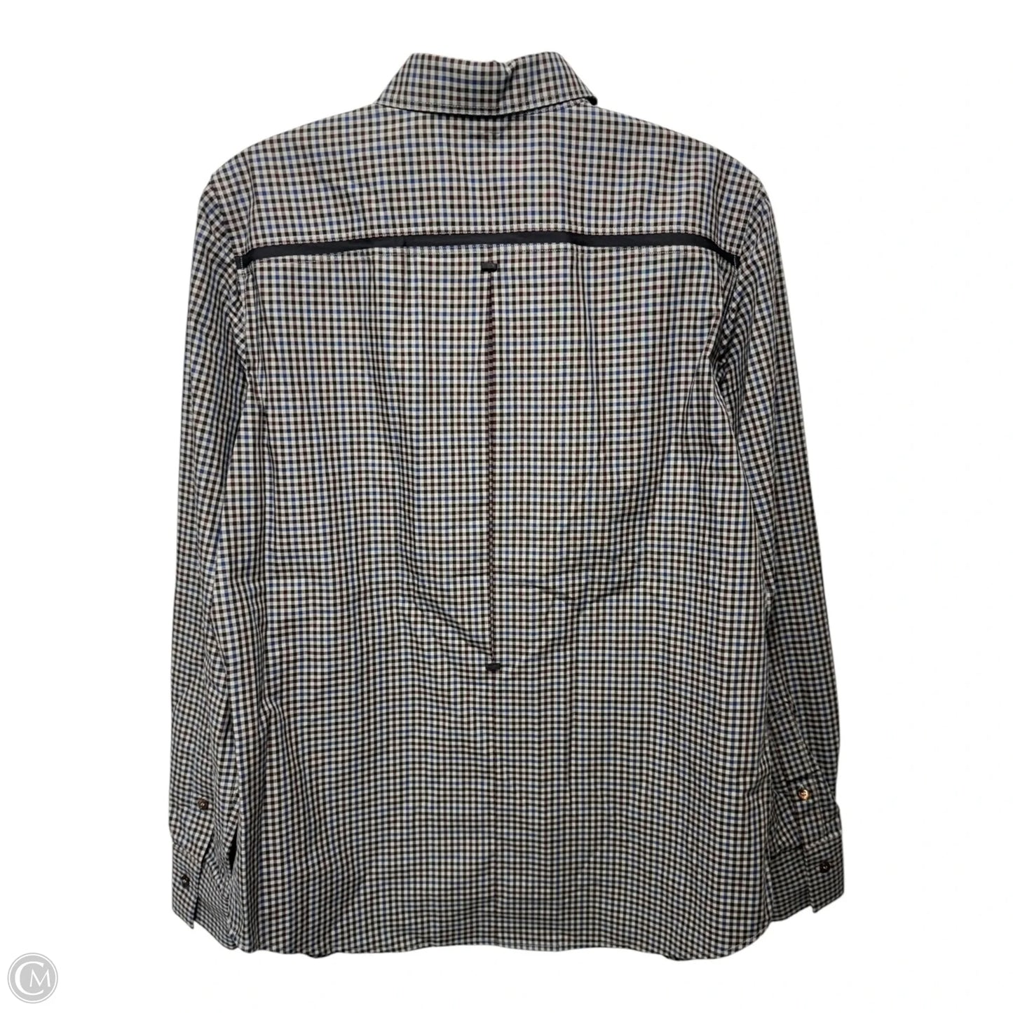 Silk Trim Top Long Sleeve Luxury Designer By Loro Piana In Plaid Pattern, Size: L
