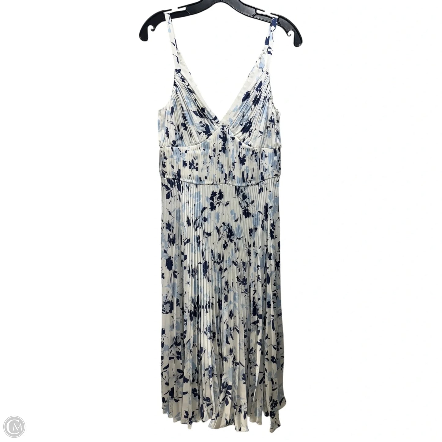 Zylee Spaghetti-strap Pleated Midi Dress By Polo Ralph Lauren In Romantic Blue & White Floral, Size: 8