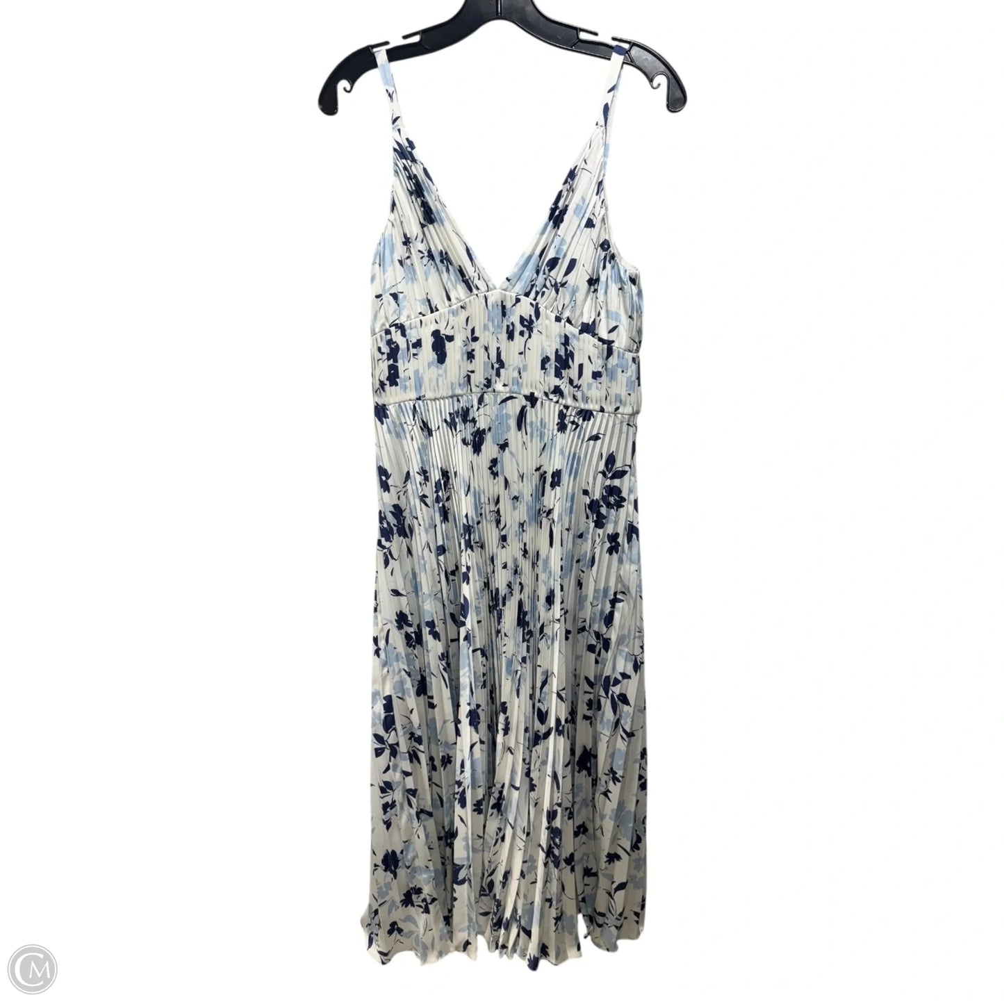 Zylee Spaghetti-strap Pleated Midi Dress By Polo Ralph Lauren In Romantic Blue & White Floral, Size: 8
