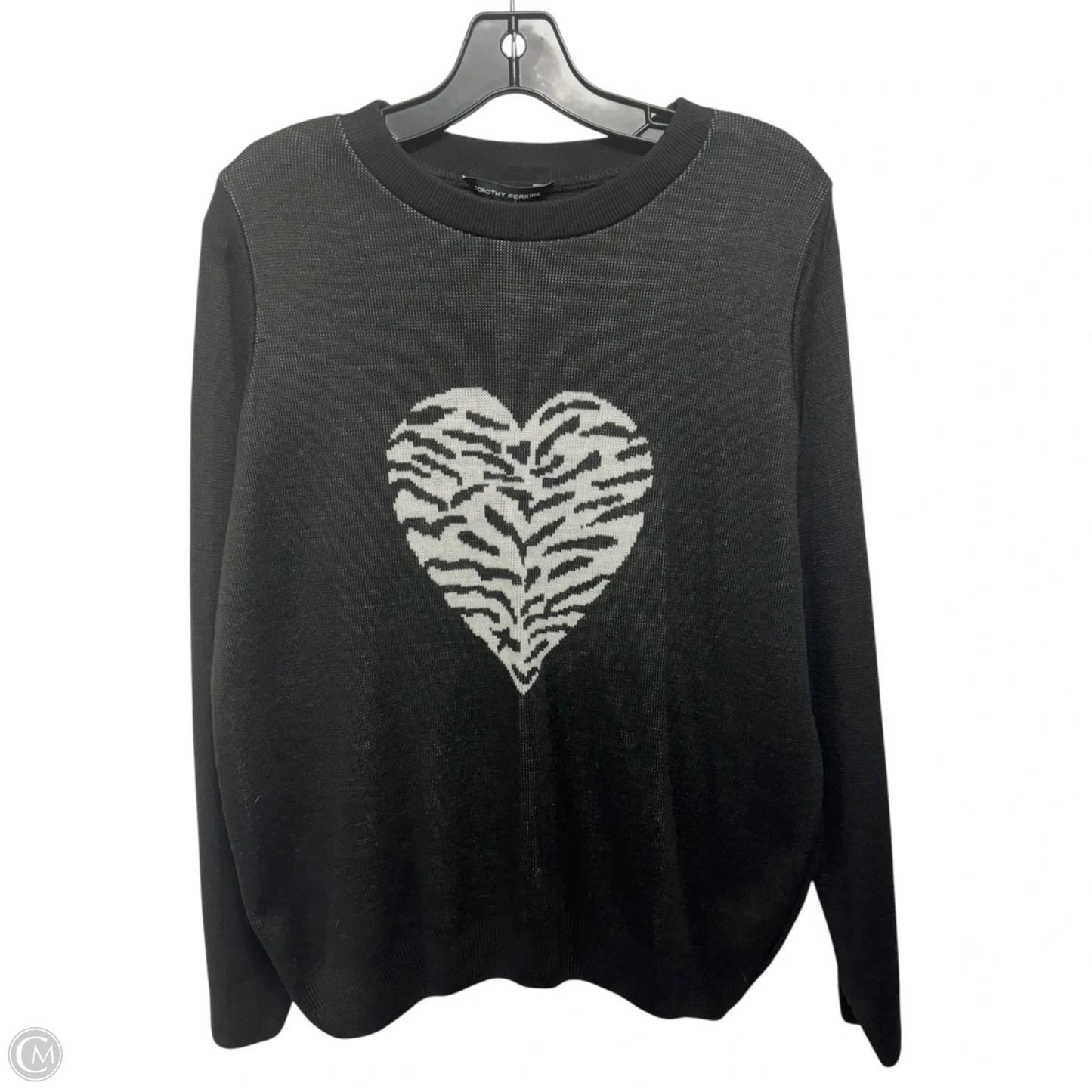 Zebra Heart Sweater By Dorothy Perkins In Black & White, Size: 10