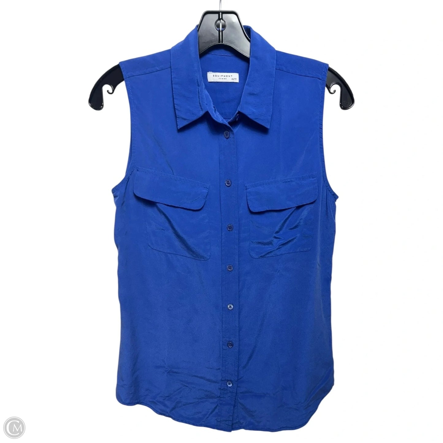 Silk Top Sleeveless By Equipment In Blue, Size: Xs