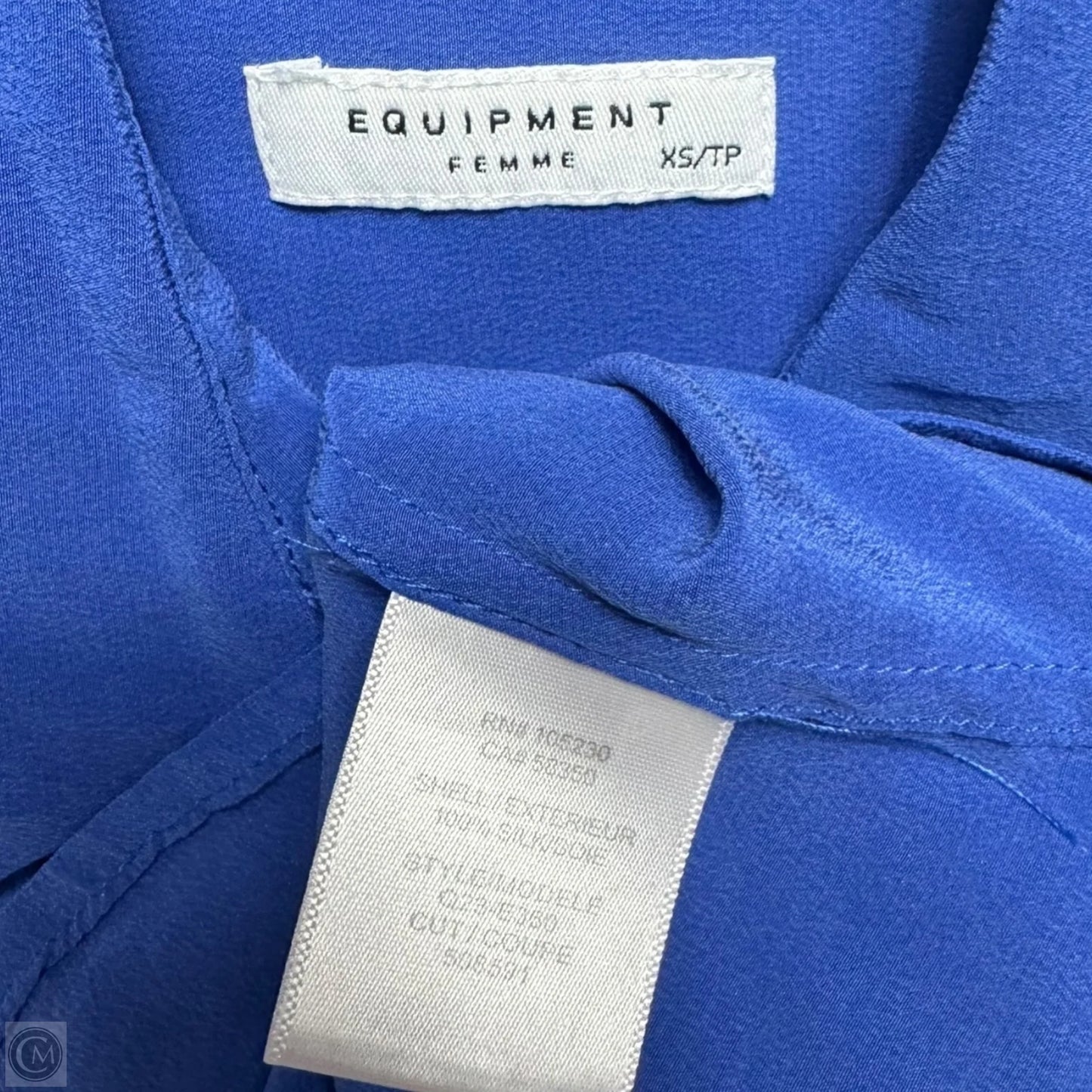 Silk Top Sleeveless By Equipment In Blue, Size: Xs
