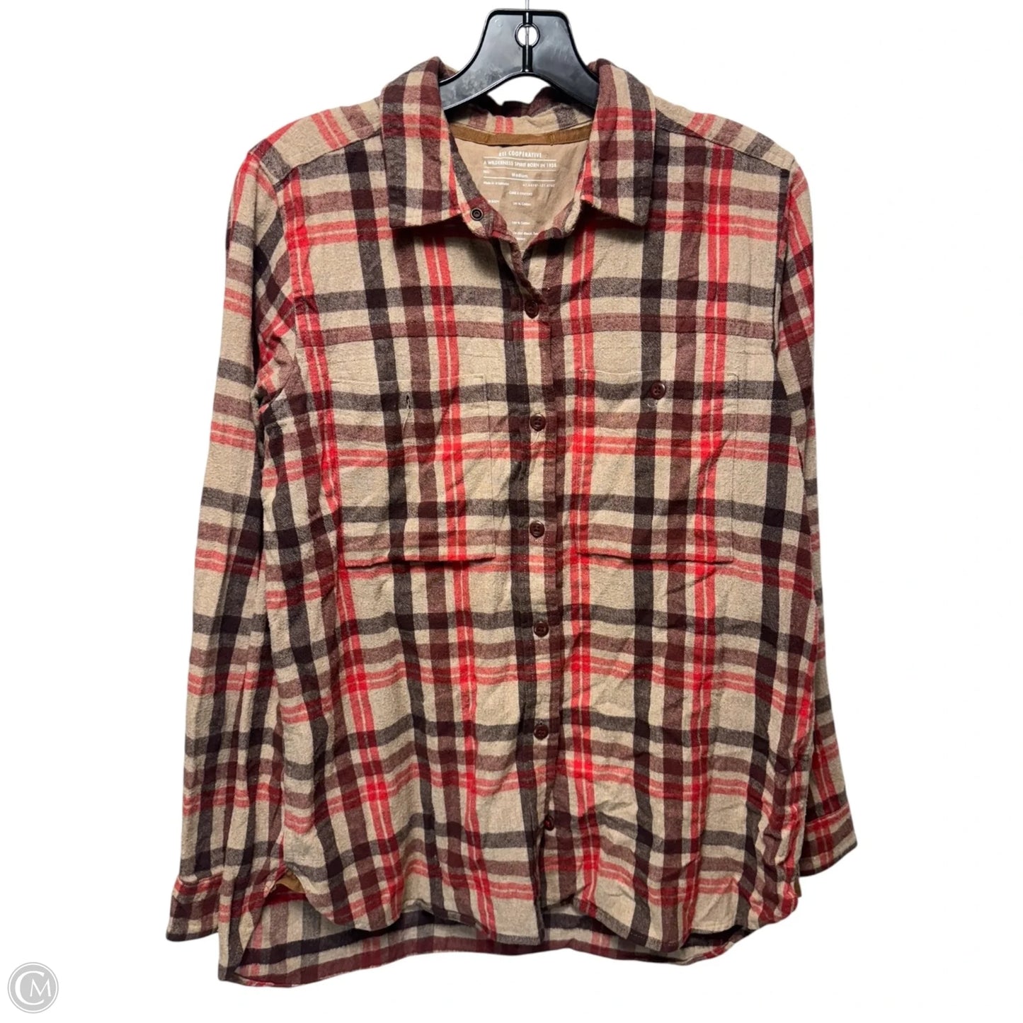 Top Long Sleeve By Rei In Plaid Pattern, Size: M