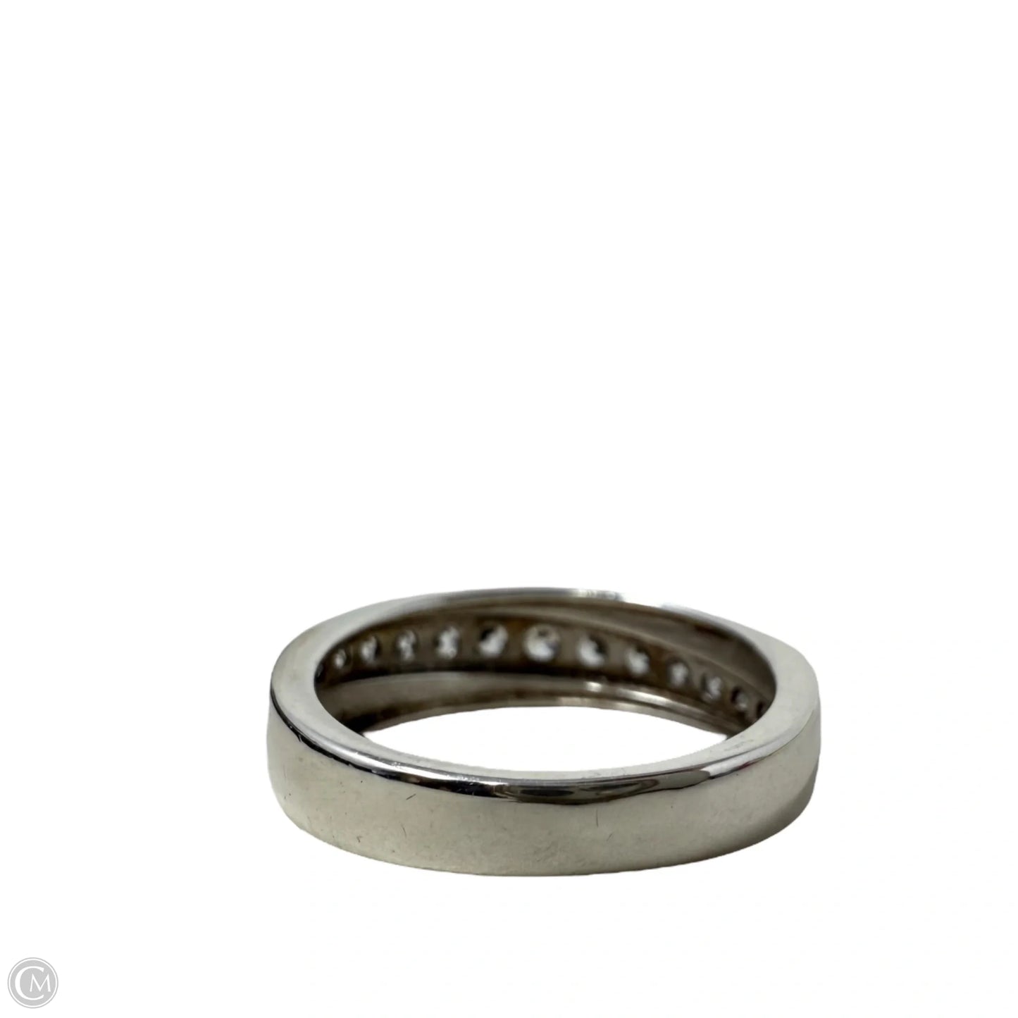 Round CZ & Sterling Silver Wedding Band Ring, Size: 9