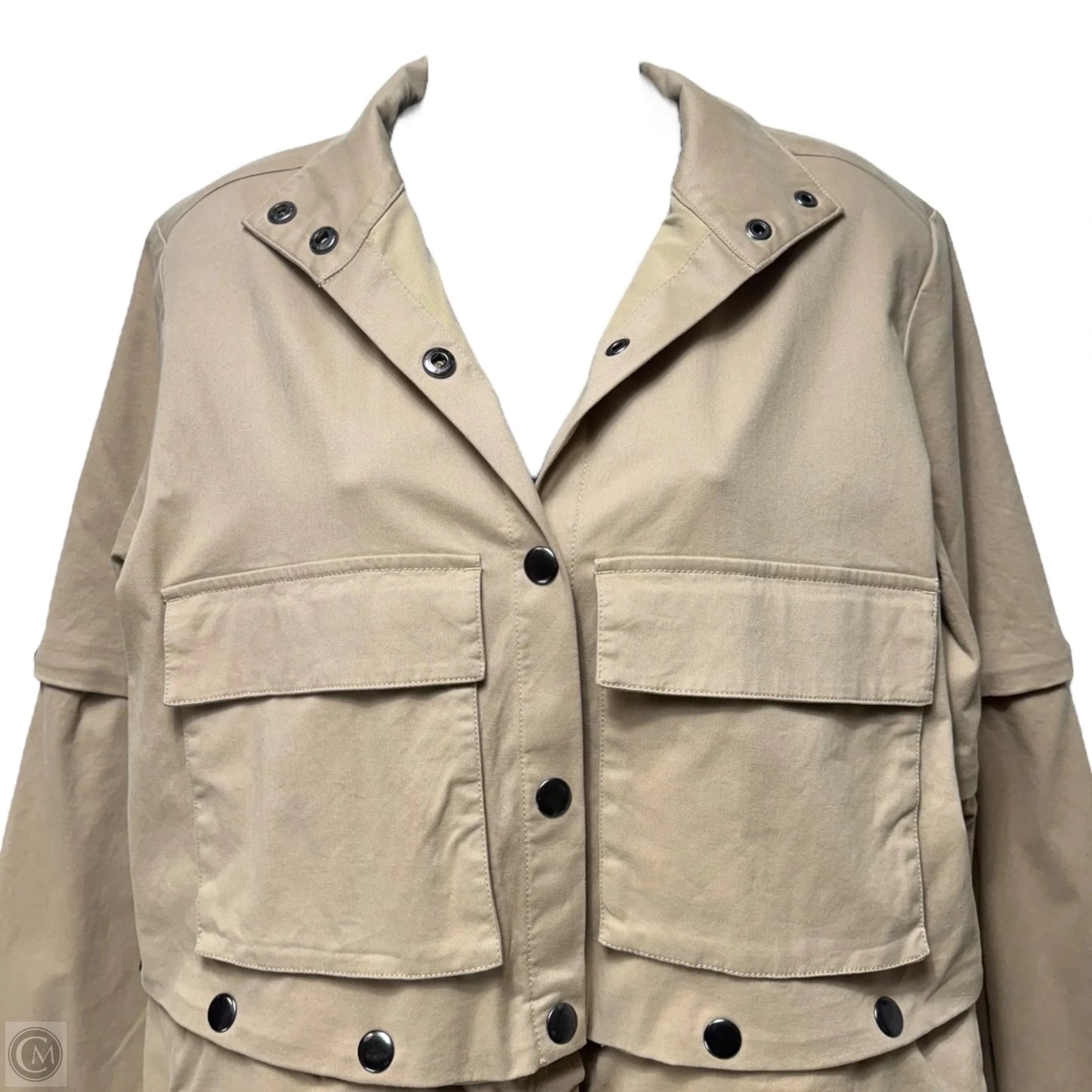 Convertible Utility Trench Coat By The Drop In Beige, Size: S