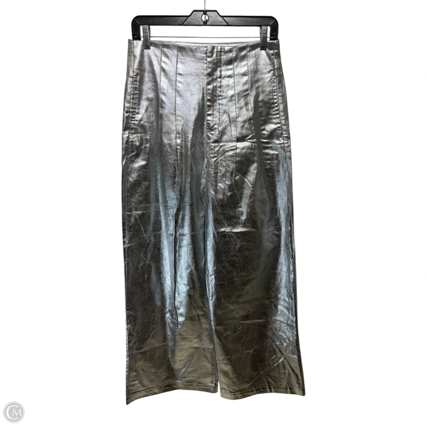 Sculpted Trouser Coated Pants Wide Leg By The Great In Silver, Size: 4