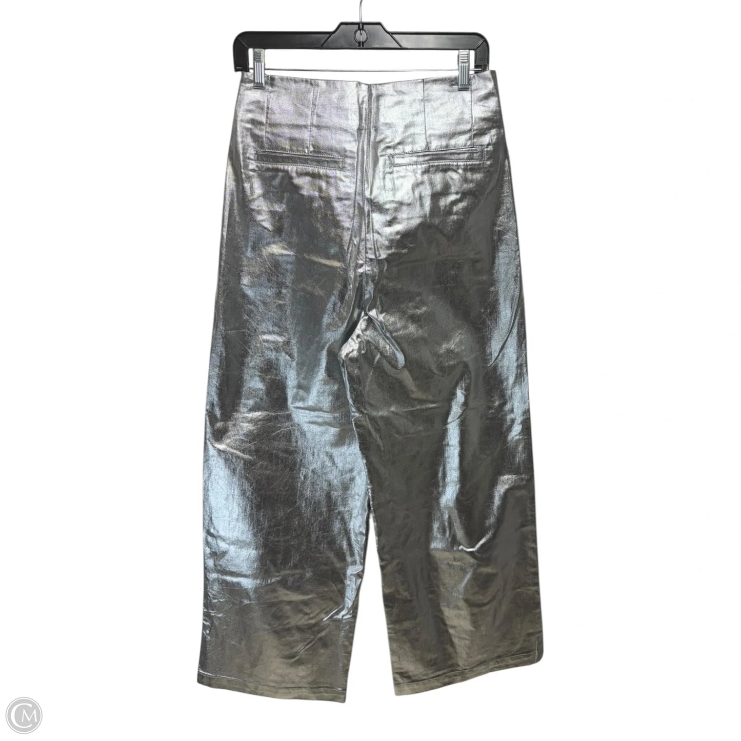 Sculpted Trouser Coated Pants Wide Leg By The Great In Silver, Size: 4
