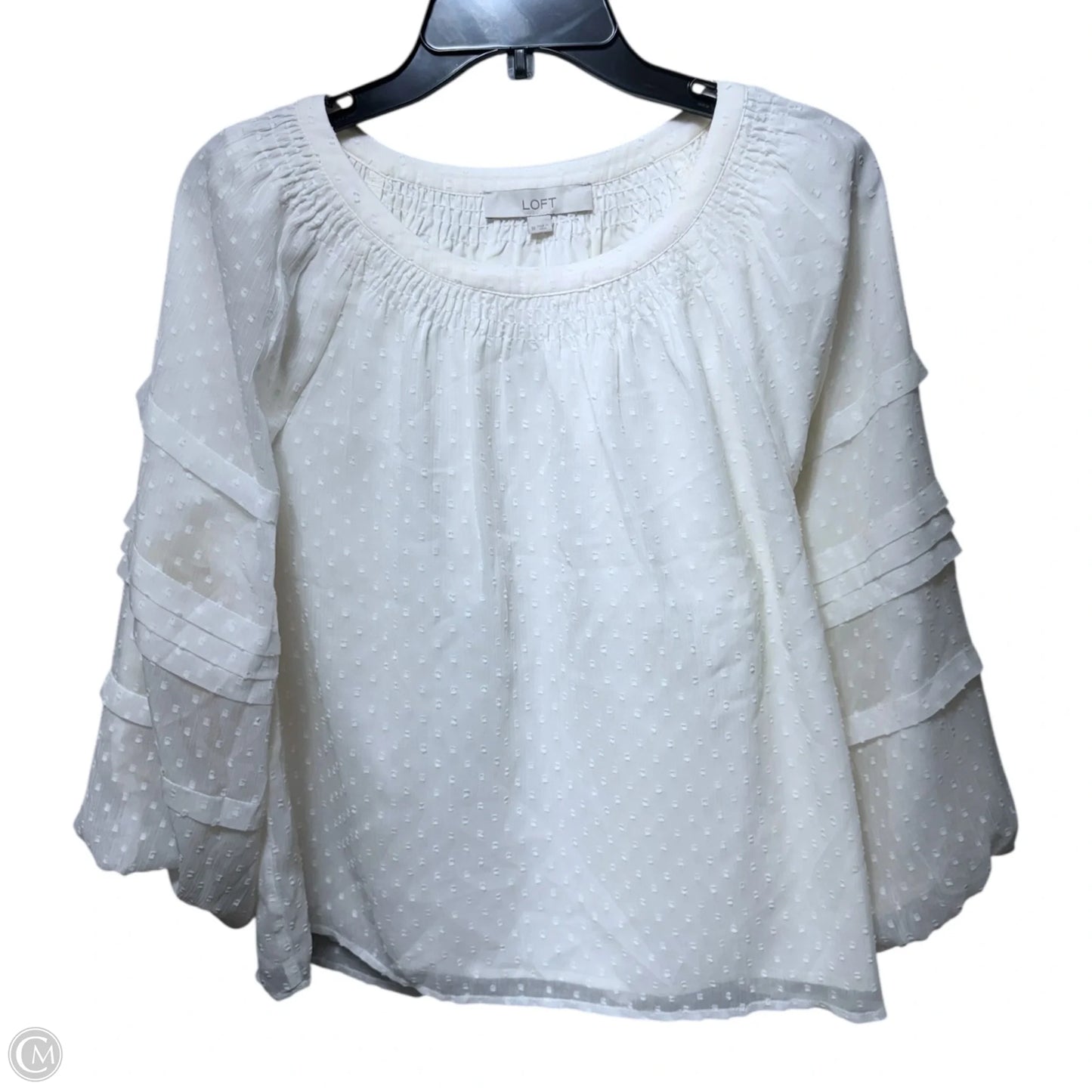 Blouse Long Sleeve By Loft In Cream, Size: M