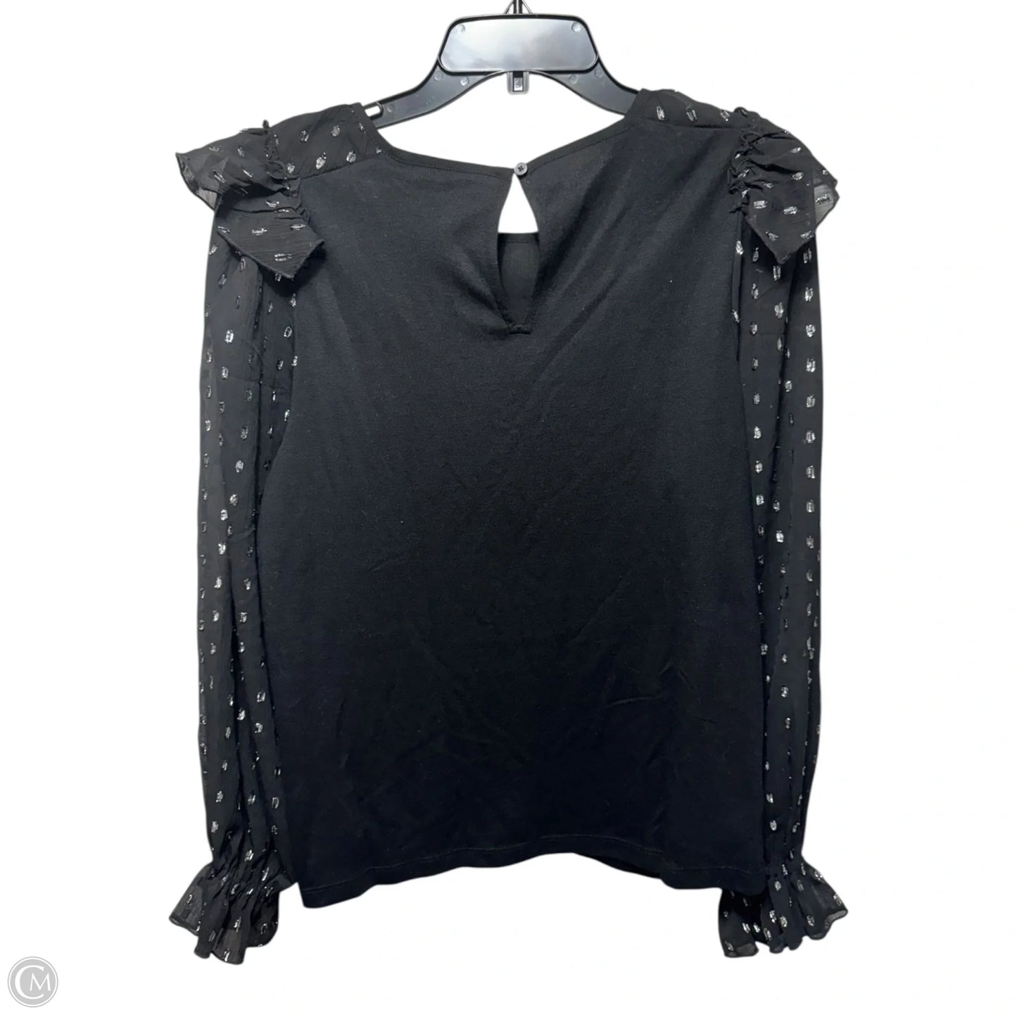 Blouse Long Sleeve By Loft In Black & Silver, Size: L