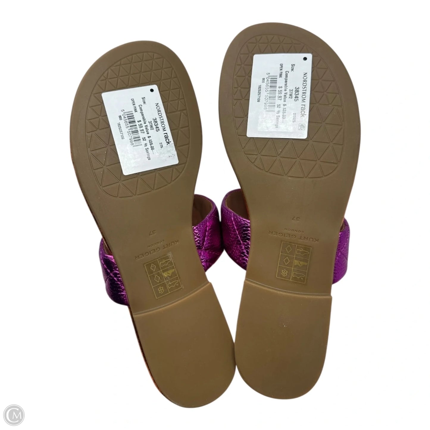 Brixton Metallic T Strap Sandals Designer By Kurt Geiger In Multi-colored, Size: 6.5