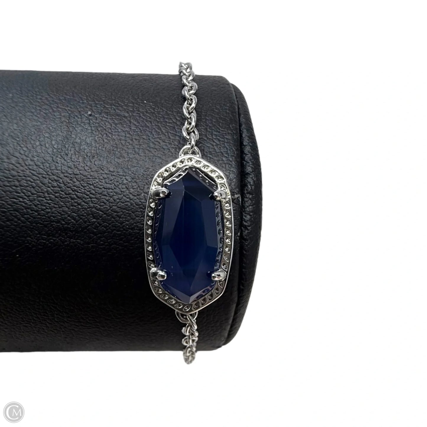 Elaina Silver Adjustable Chain Bracelet in Cobalt Cat’s Eye By Kendra Scott