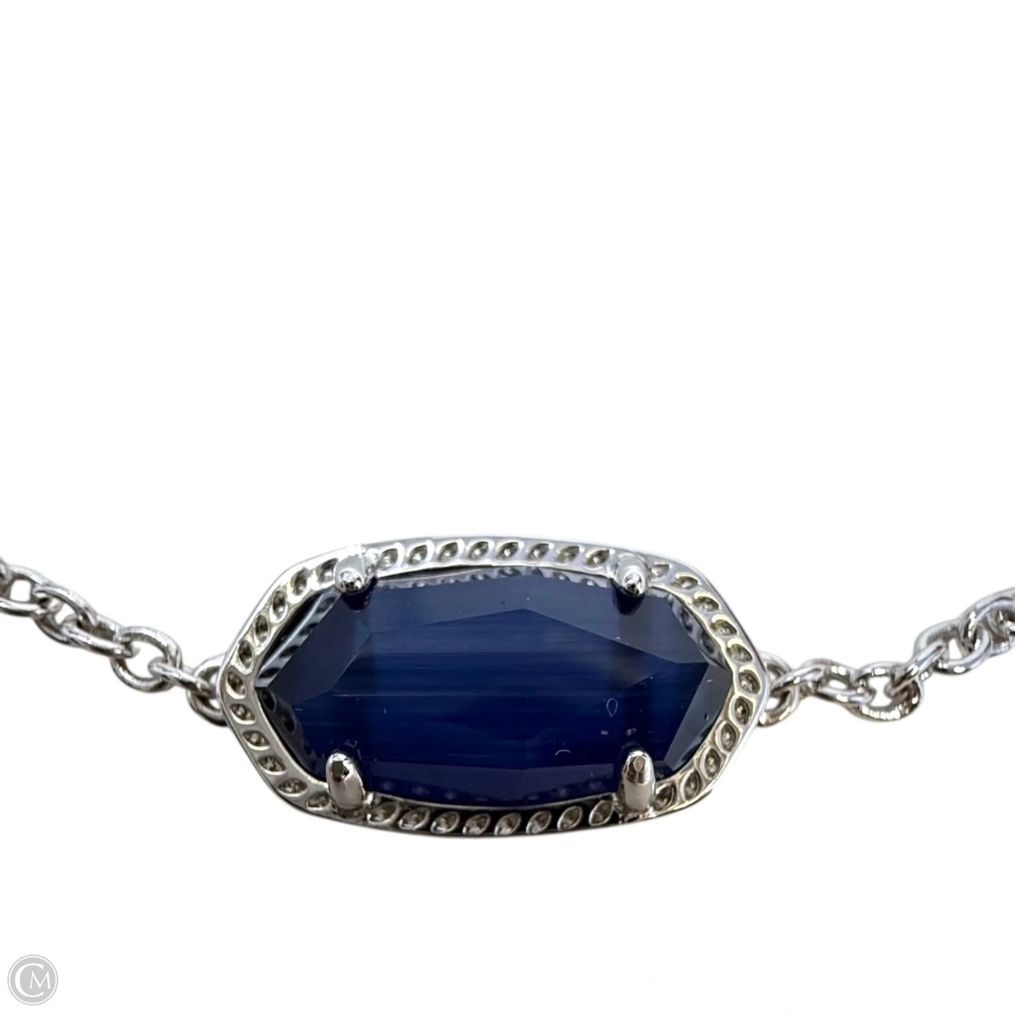Elaina Silver Adjustable Chain Bracelet in Cobalt Cat’s Eye By Kendra Scott