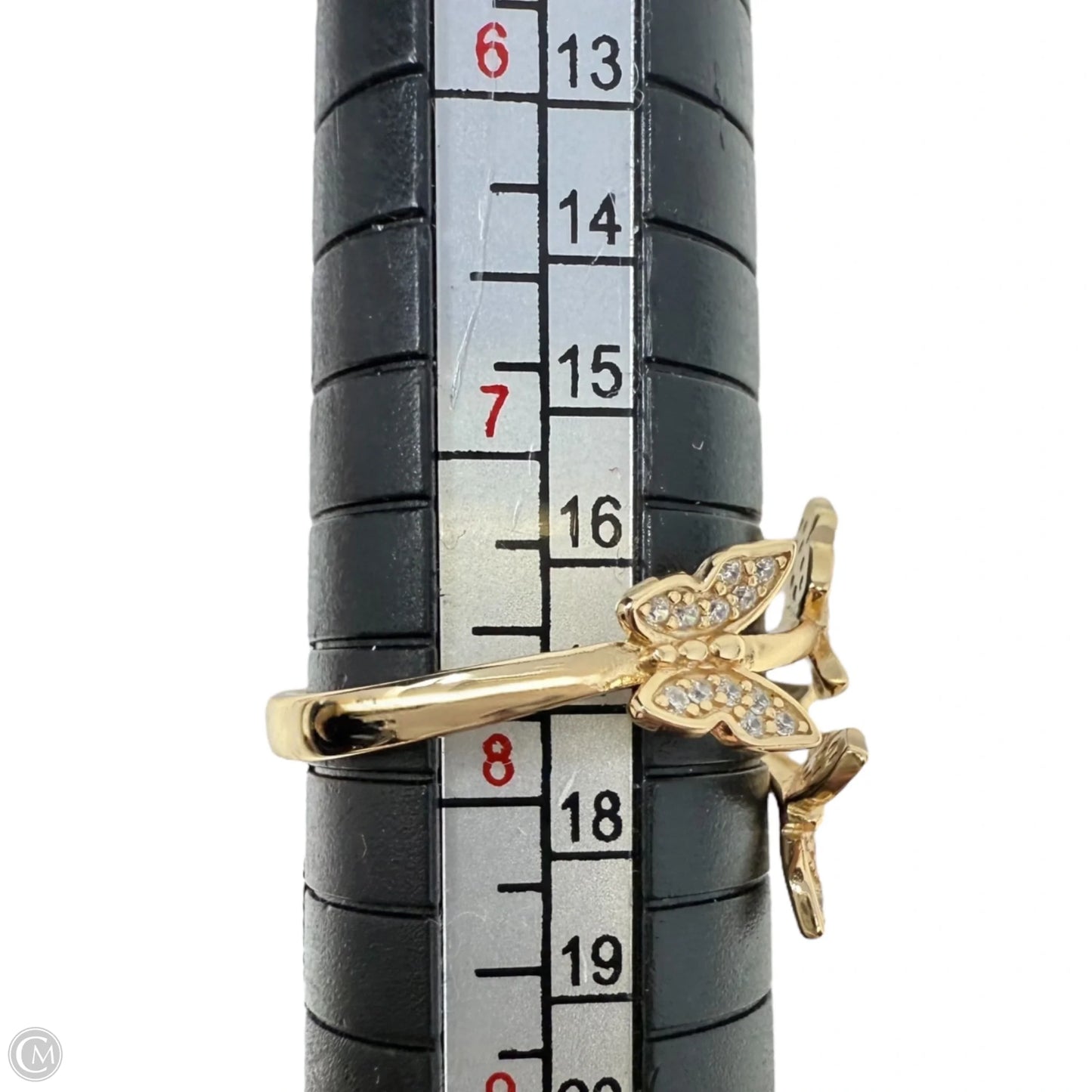 Adjustable Gold Over Sterling Silver CZ Butterfly Ring By FD, Size: 7