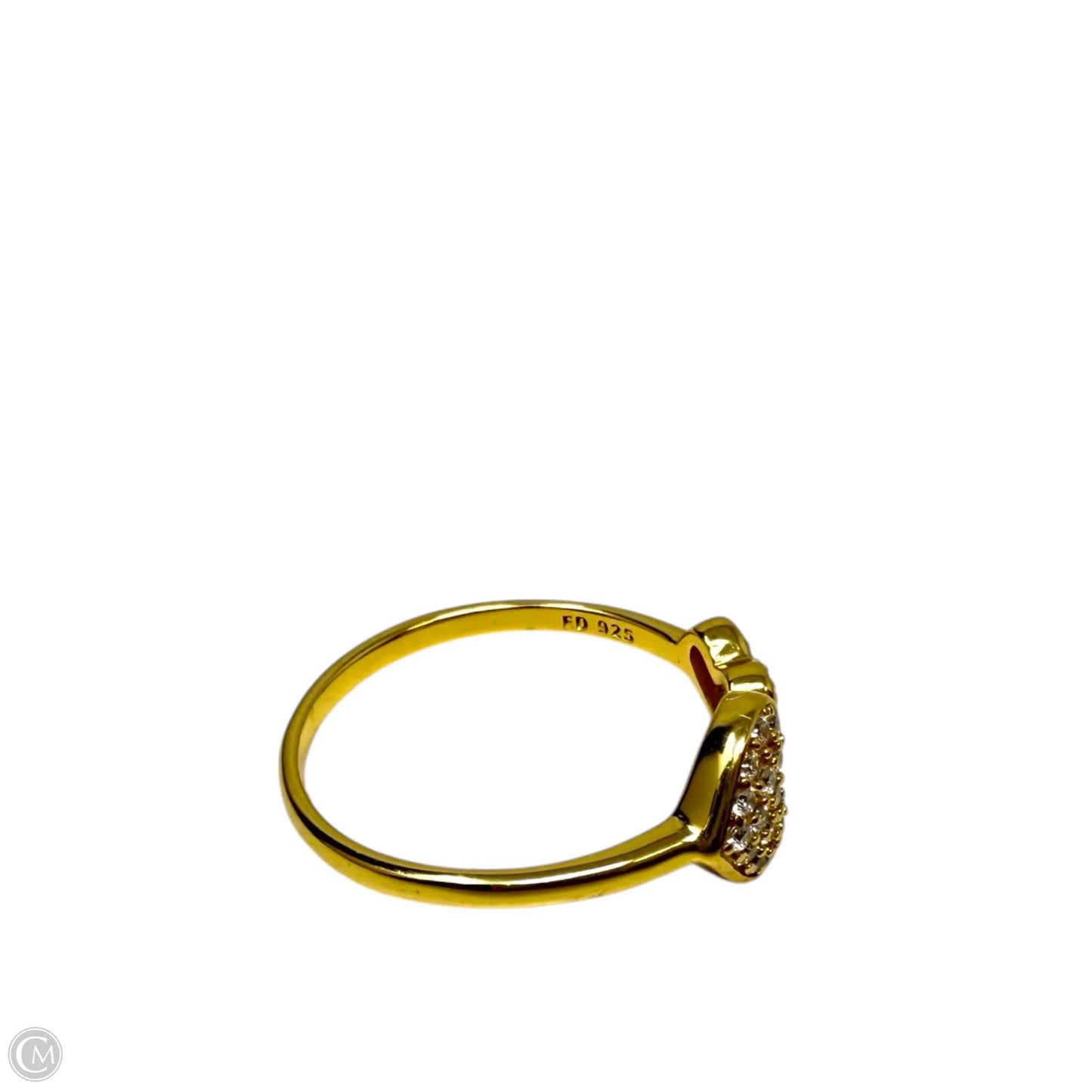 Adjustable Gold Over Sterling Silver Pave Hearts Ring By FD, Size: 8