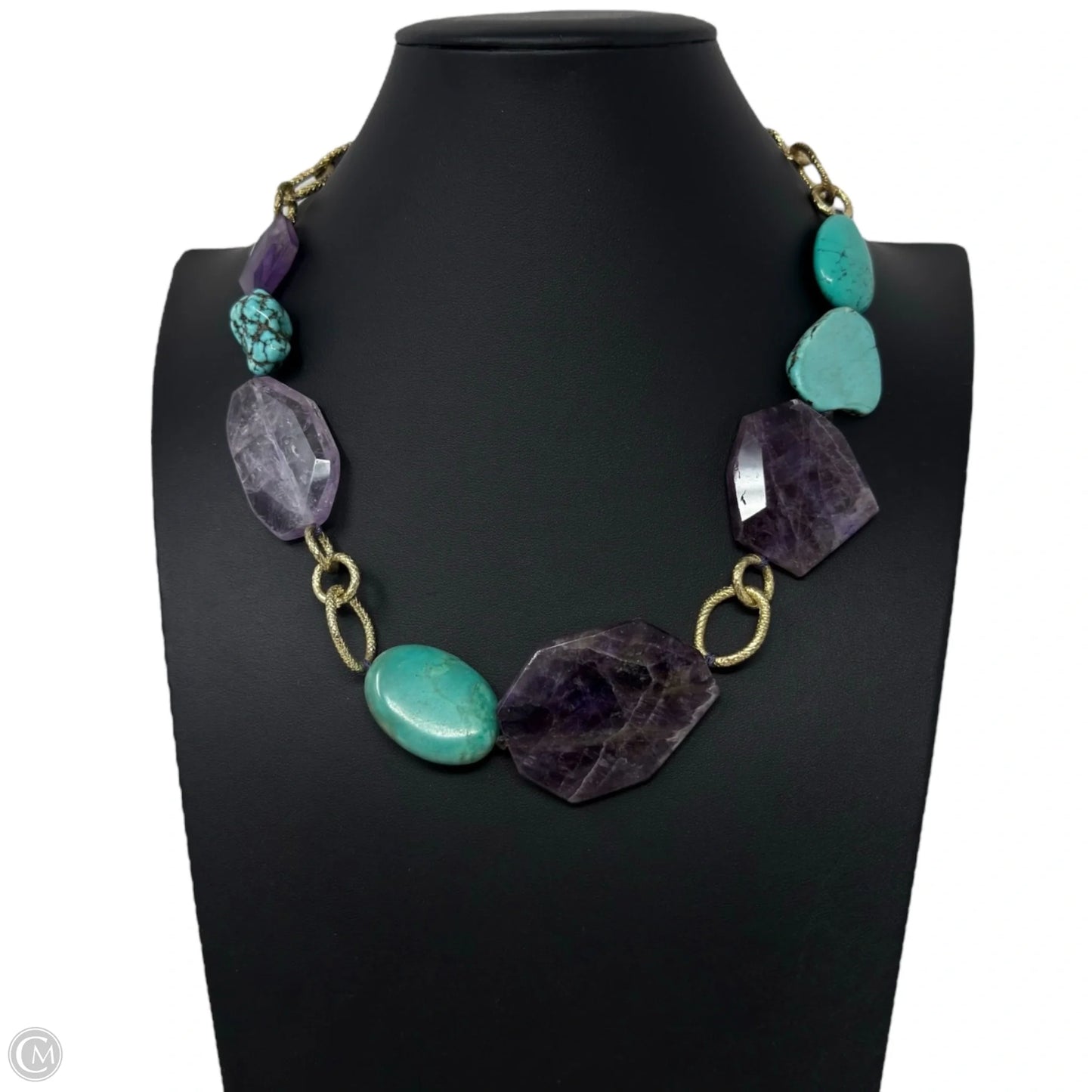 Chunky Turquoise & Amethyst Statement Necklace