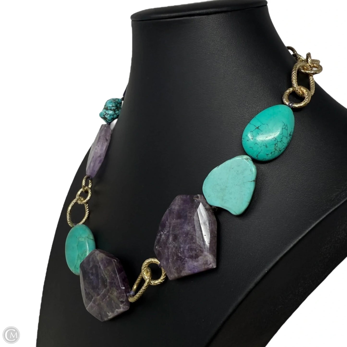 Chunky Turquoise & Amethyst Statement Necklace