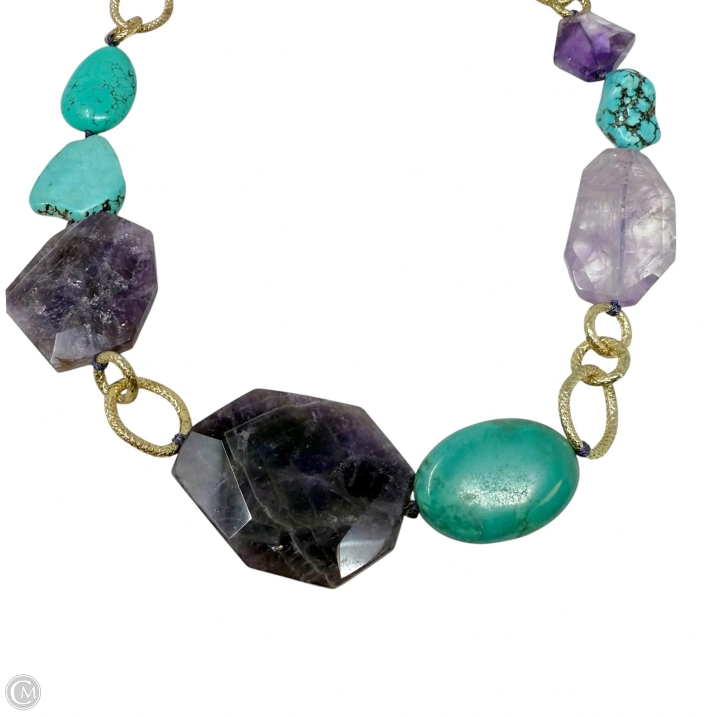 Chunky Turquoise & Amethyst Statement Necklace