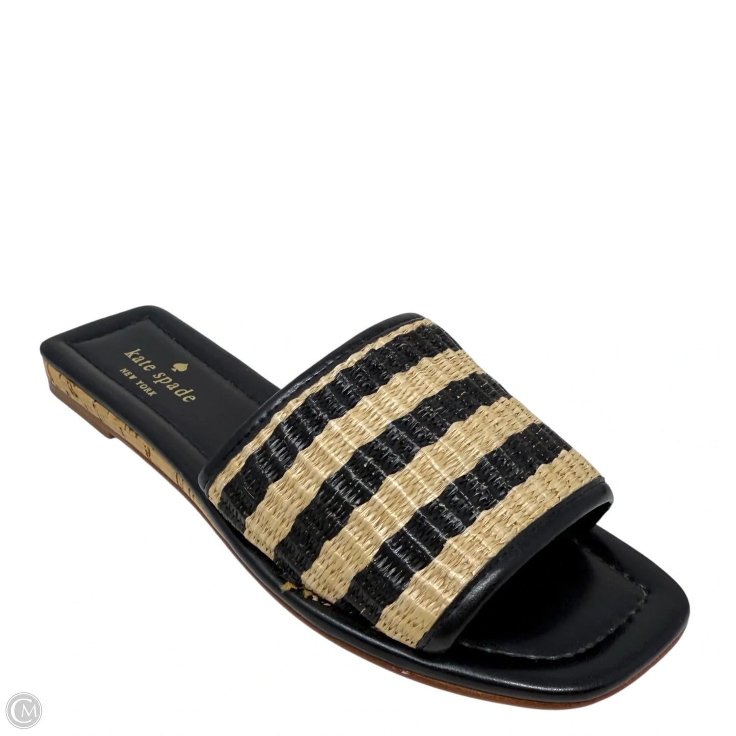 Juiliane Slide Sandals Designer By Kate Spade In Black & Cream, Size: 6.5