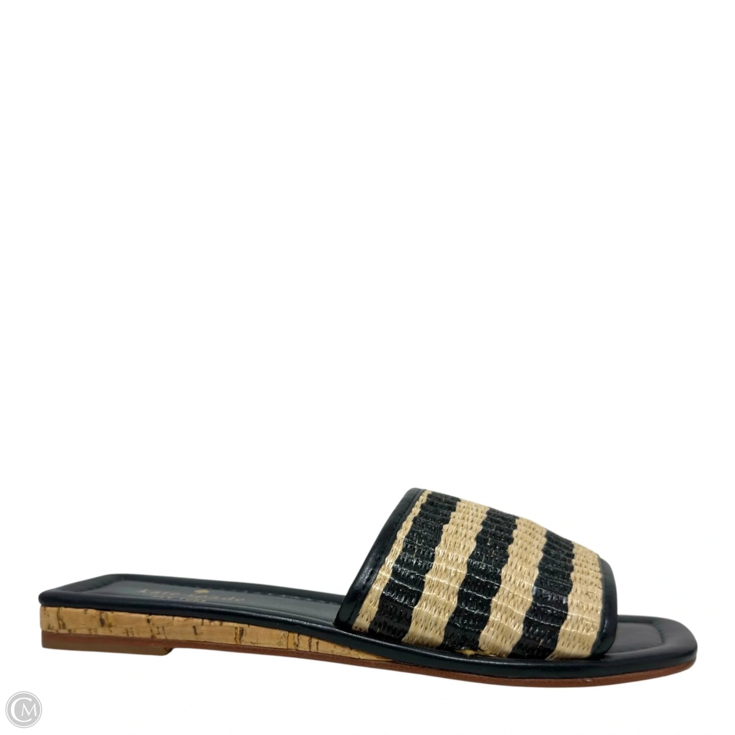 Juiliane Slide Sandals Designer By Kate Spade In Black & Cream, Size: 6.5