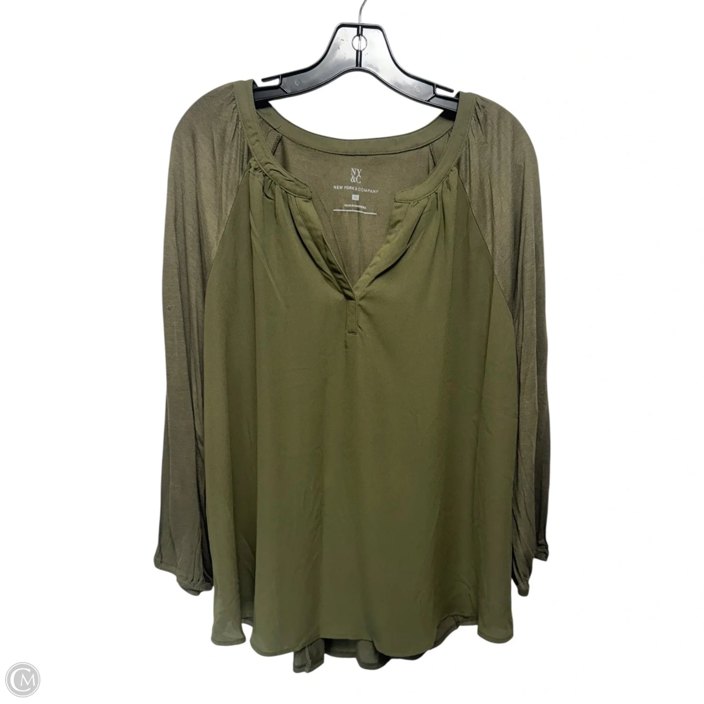 Blouse Long Sleeve By New York And Co In Green, Size: Xl