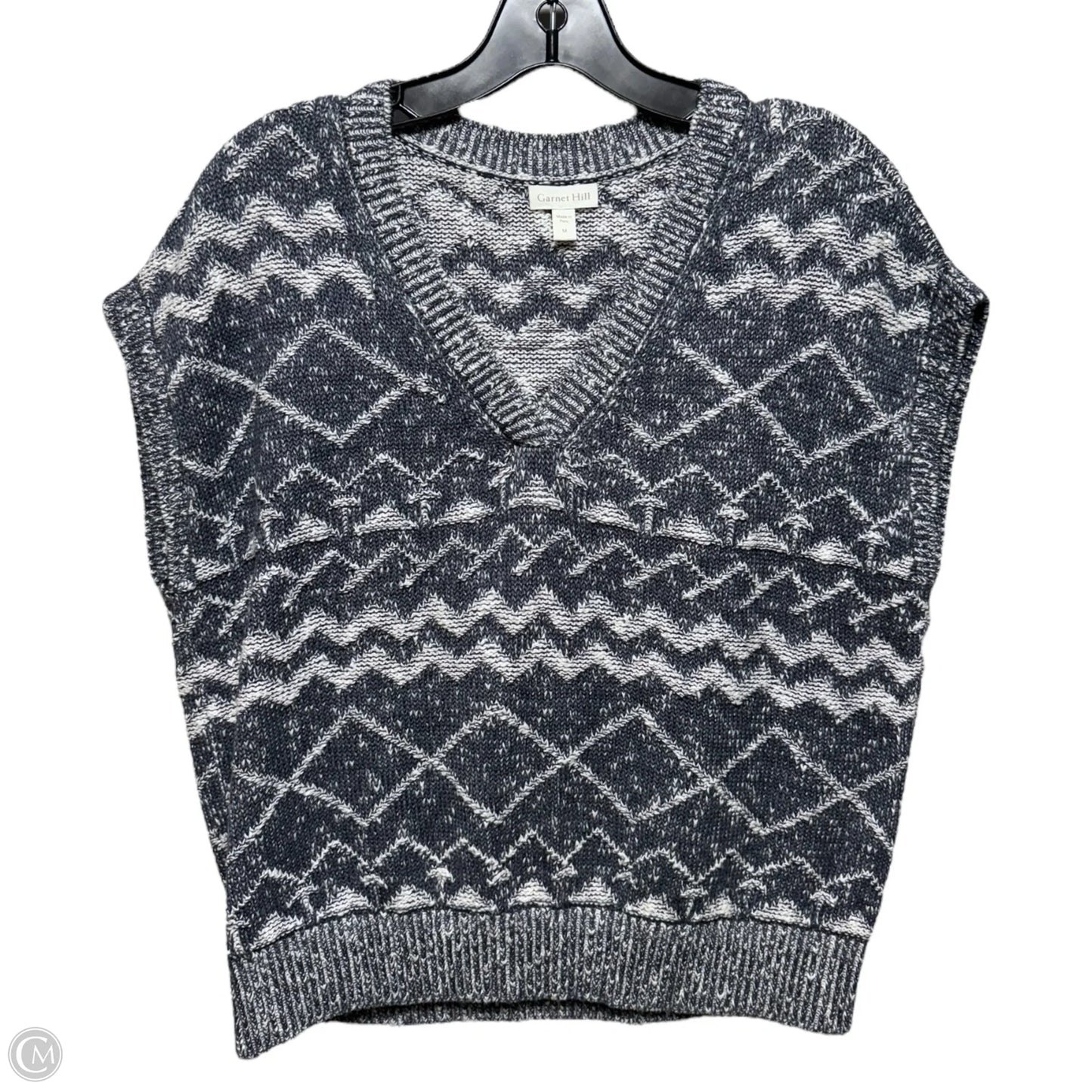 Vest Sweater By Garnet Hill In Blue & White, Size: M