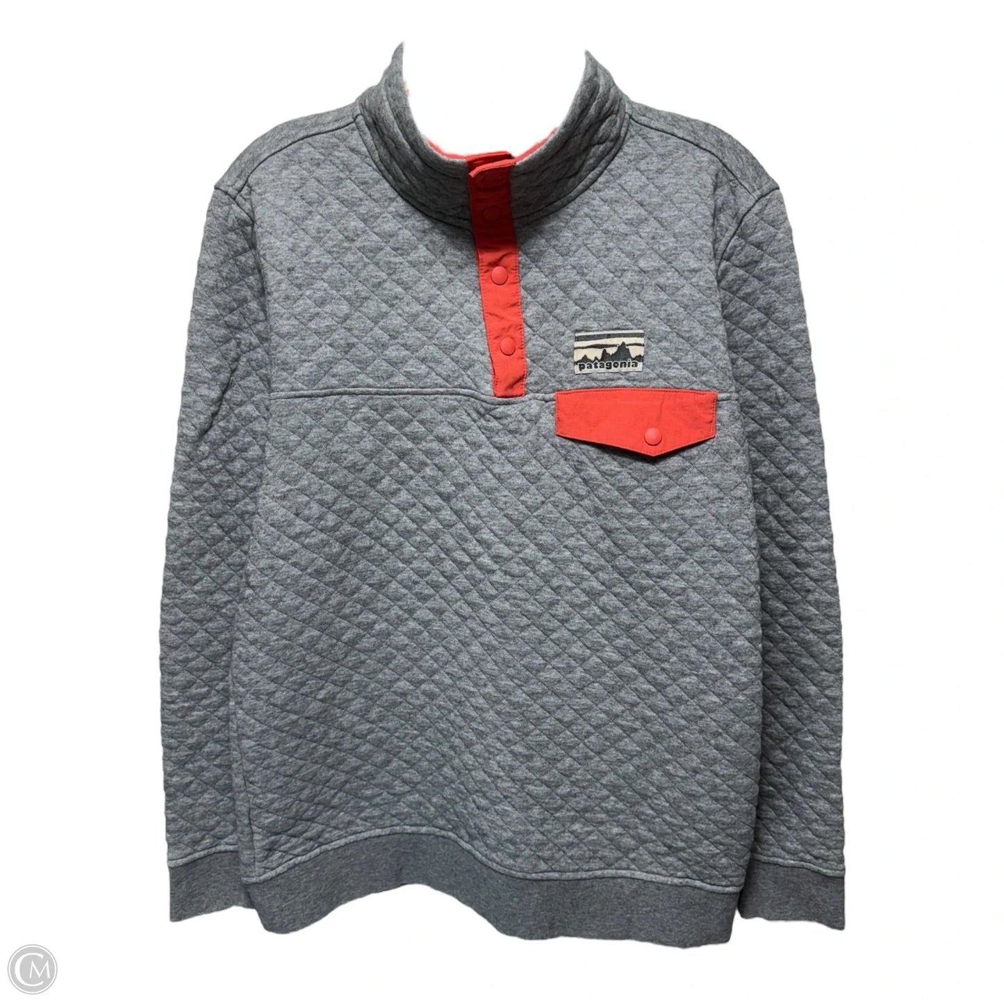Athletic Top Long Sleeve Collar By Patagonia In Grey, Size: M