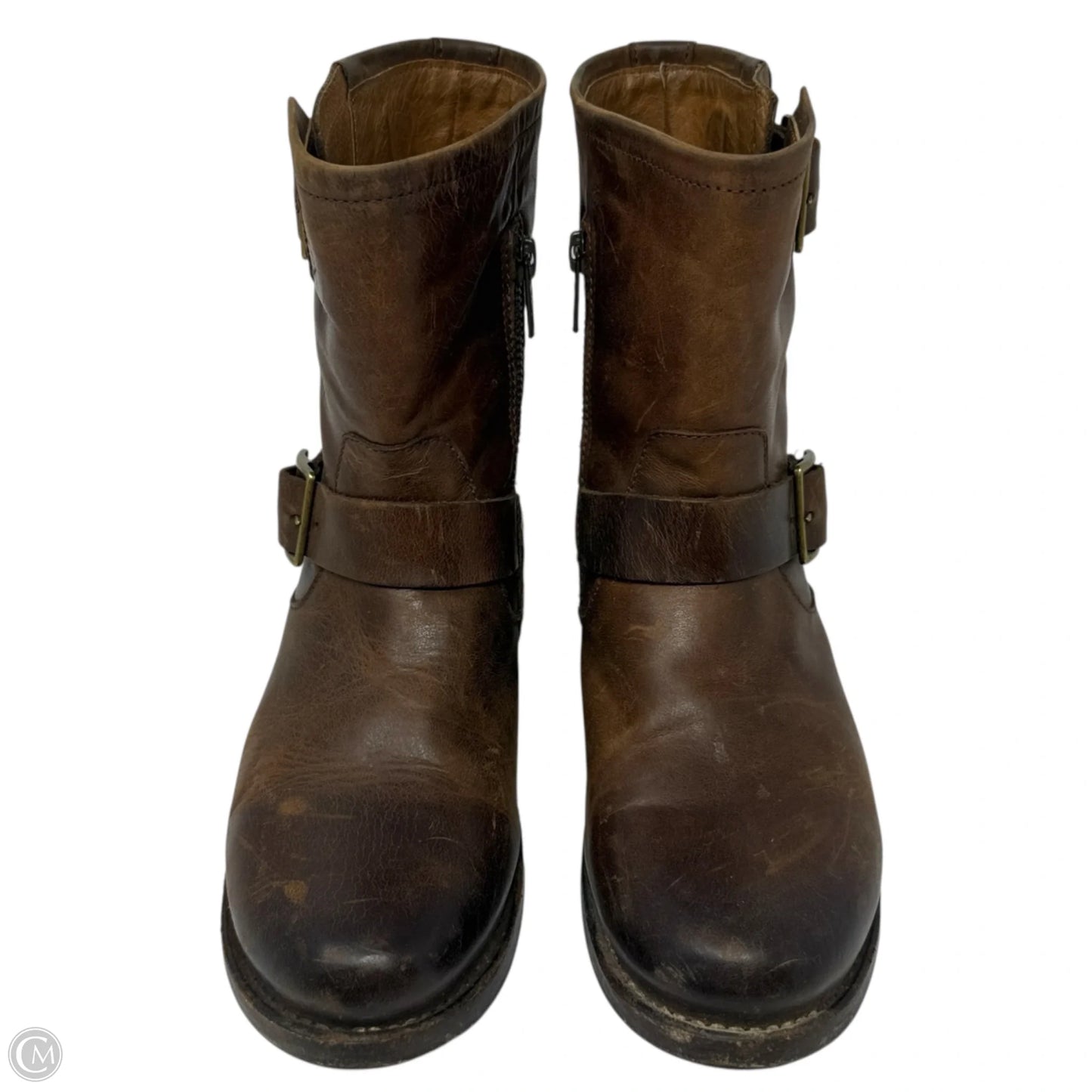 Vicky Engineer Short Boots Designer By Frye In Brown, Size: 7.5