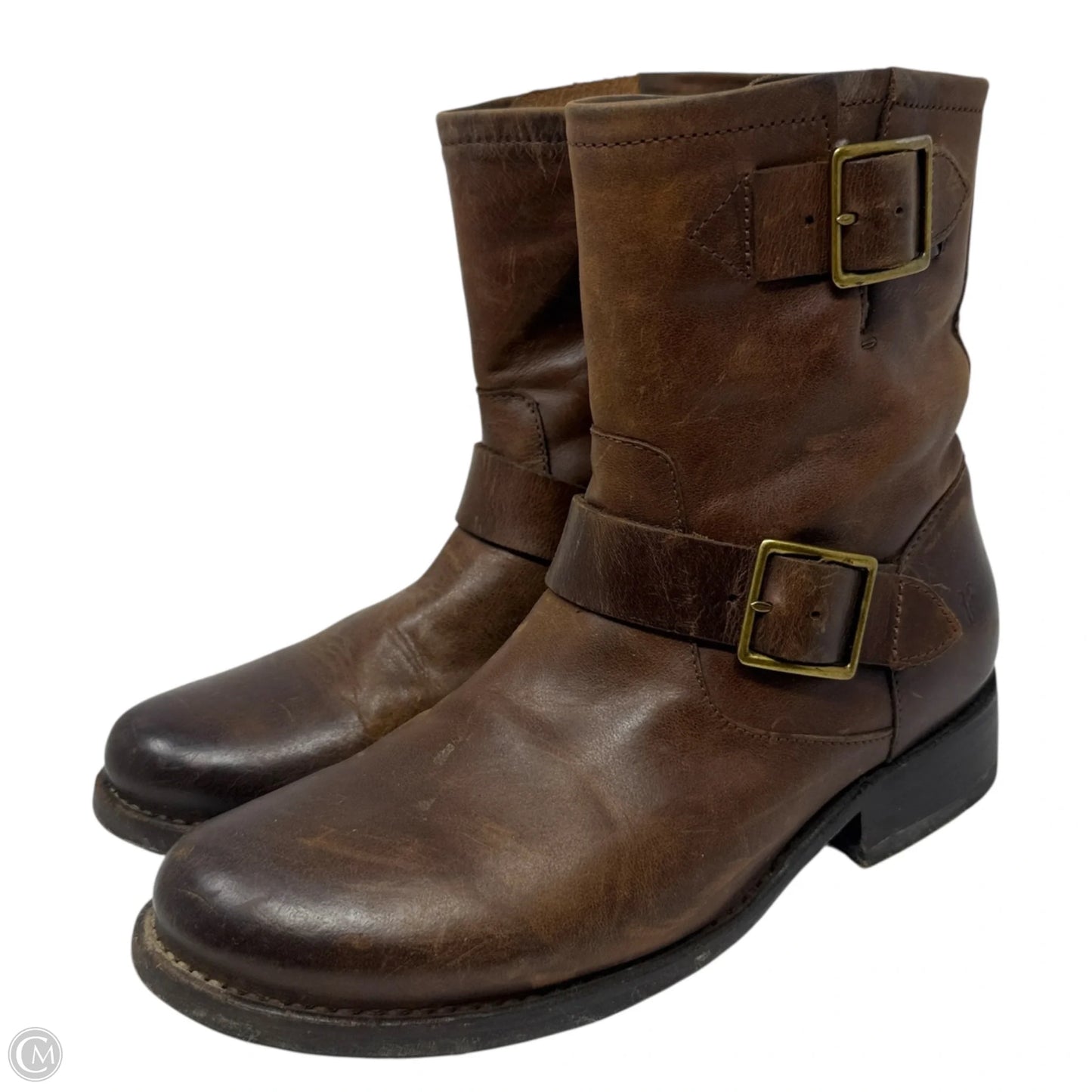 Vicky Engineer Short Boots Designer By Frye In Brown, Size: 7.5