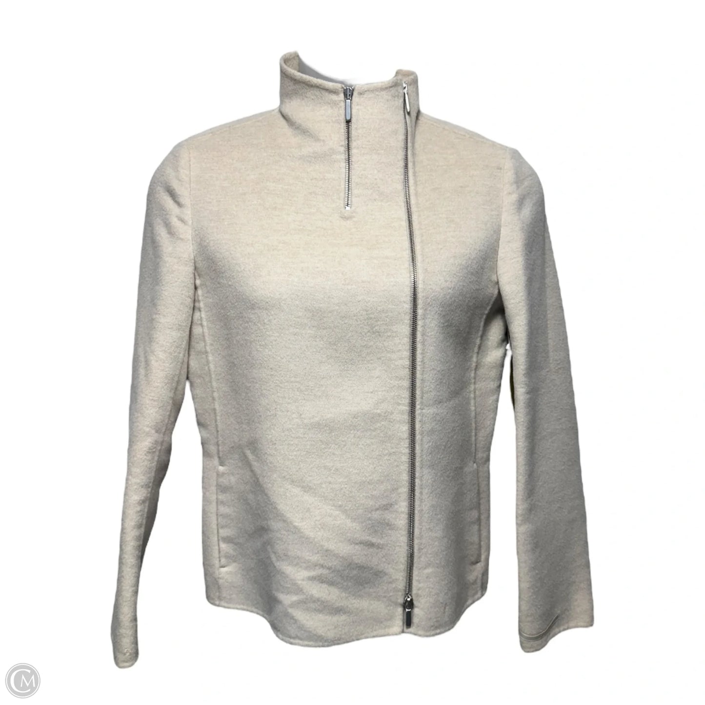 WOOL/ANGORA/CASHGORA BLEND Jacket Designer By Max Mara In Cream, Size: 10