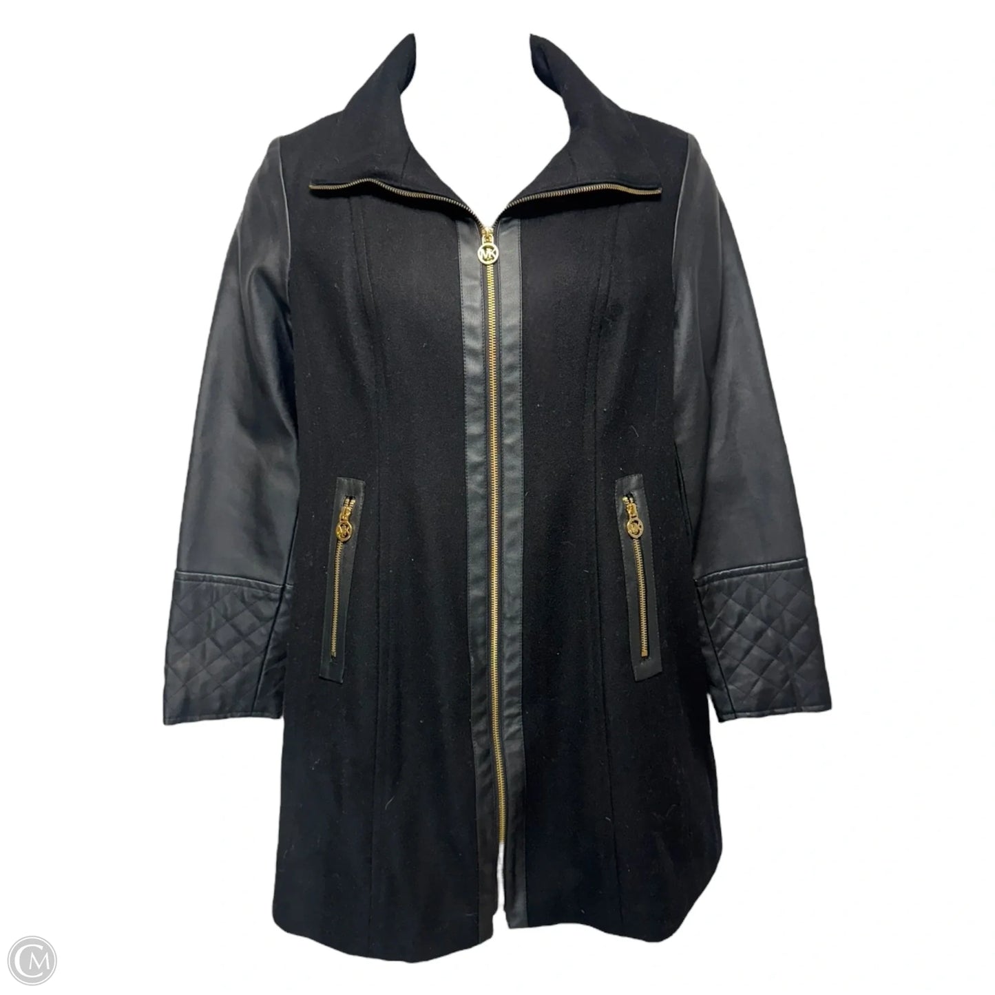 Wool Blend Coat By Michael By Michael Kors In Black, Size: 12