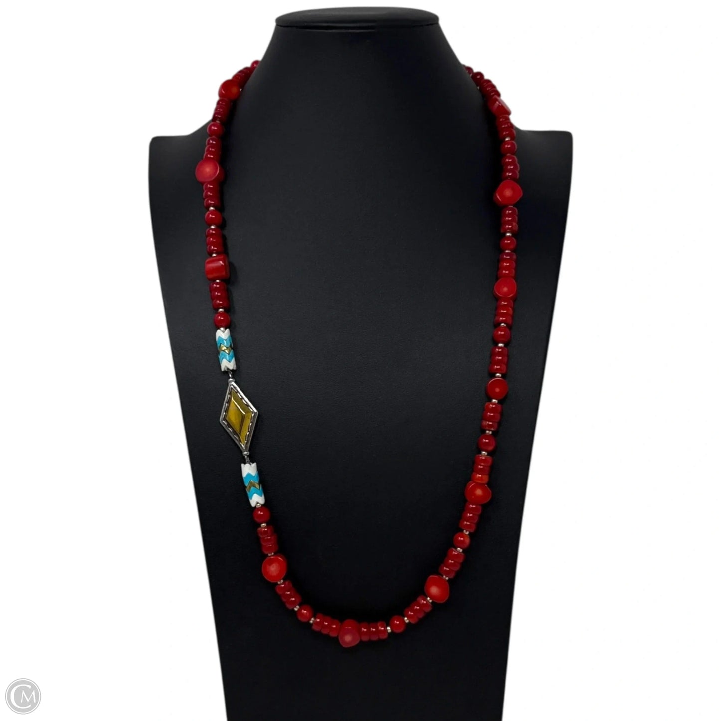 Under The Sun Sterling Silver, Brass, Red Coral, & Howlite Necklace By Silpada