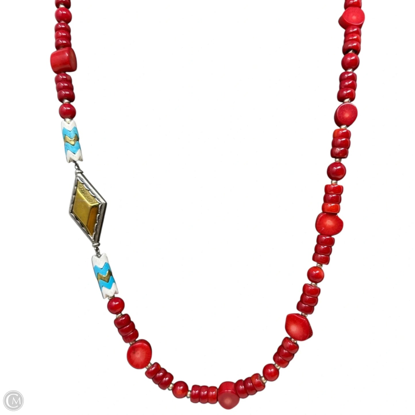 Under The Sun Sterling Silver, Brass, Red Coral, & Howlite Necklace By Silpada