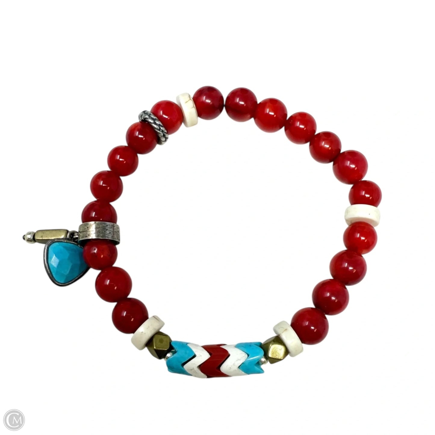 Under The Sun Sterling Silver, Brass, Coral & Howlite Beaded Stretch Bracelet By Silpada