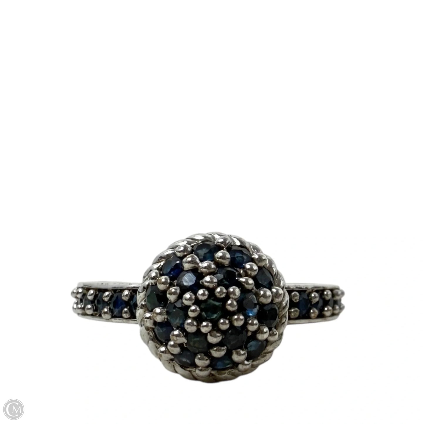 Sterling Silver & Dark Blue Gemstones Cocktail Ring By Judith Ripka For Qvc, Size: 9
