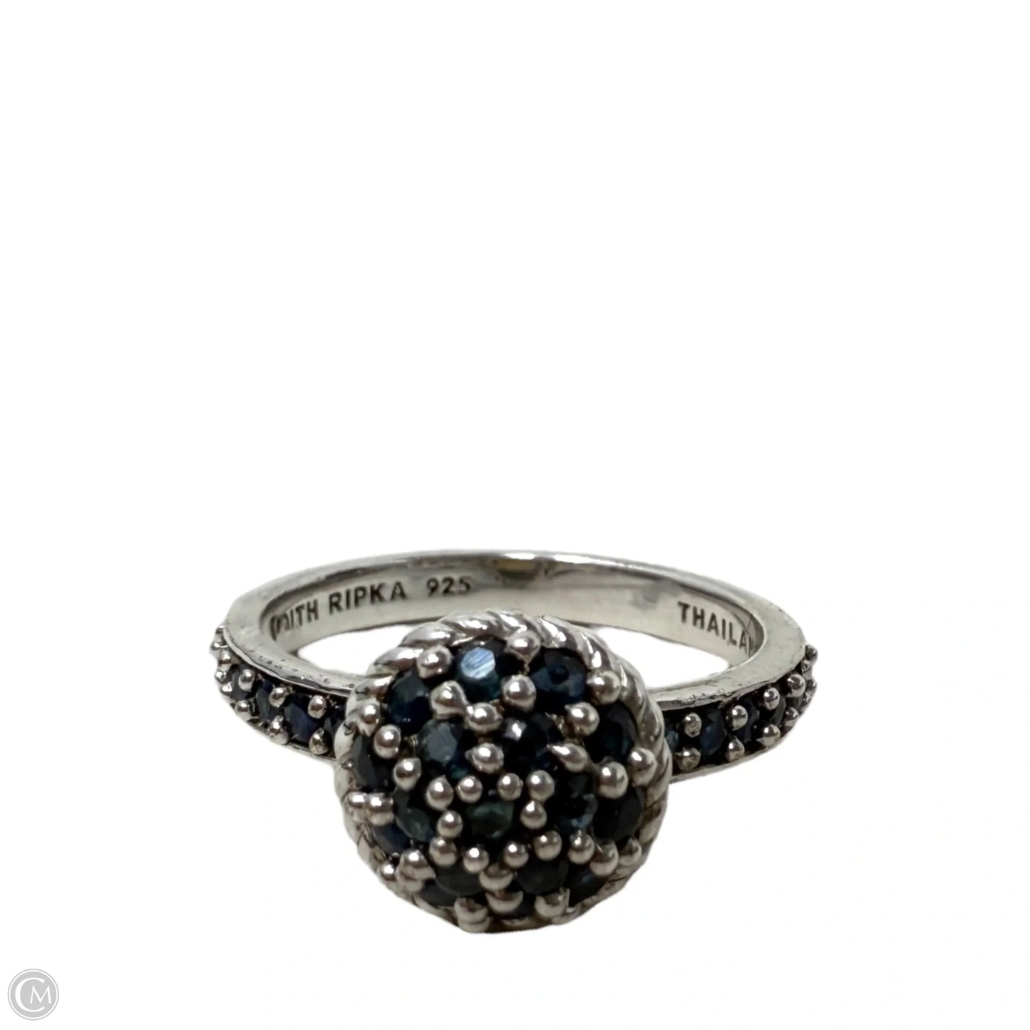 Sterling Silver & Dark Blue Gemstones Cocktail Ring By Judith Ripka For Qvc, Size: 9