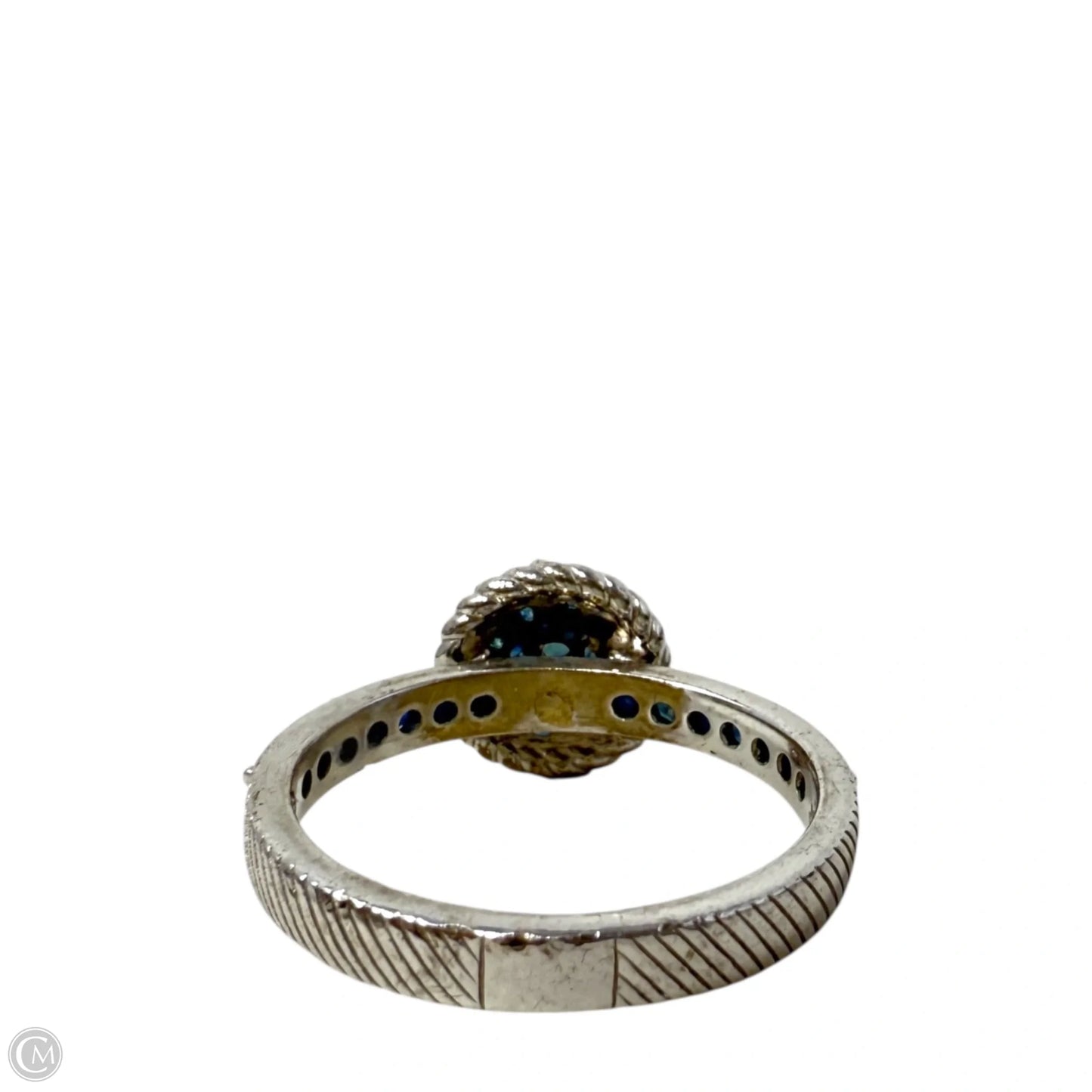 Sterling Silver & Dark Blue Gemstones Cocktail Ring By Judith Ripka For Qvc, Size: 9