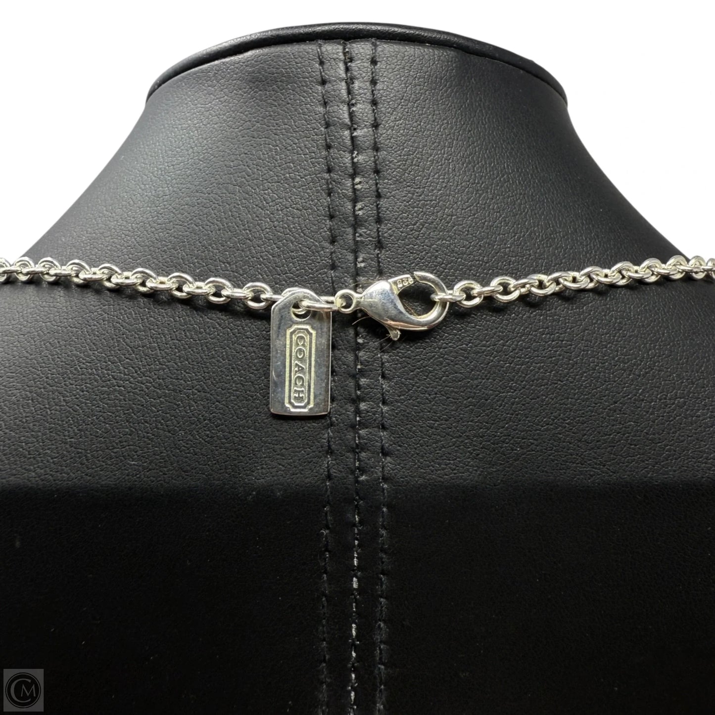 Sterling Silver Logo Medallion Necklace Designer By Coach