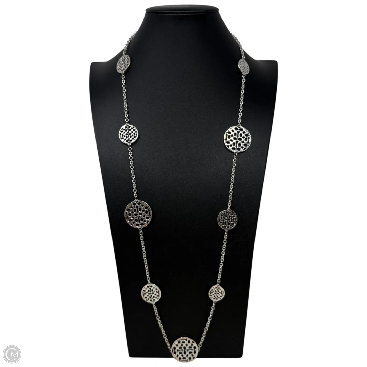 Sterling Silver Logo Medallion Necklace Designer By Coach