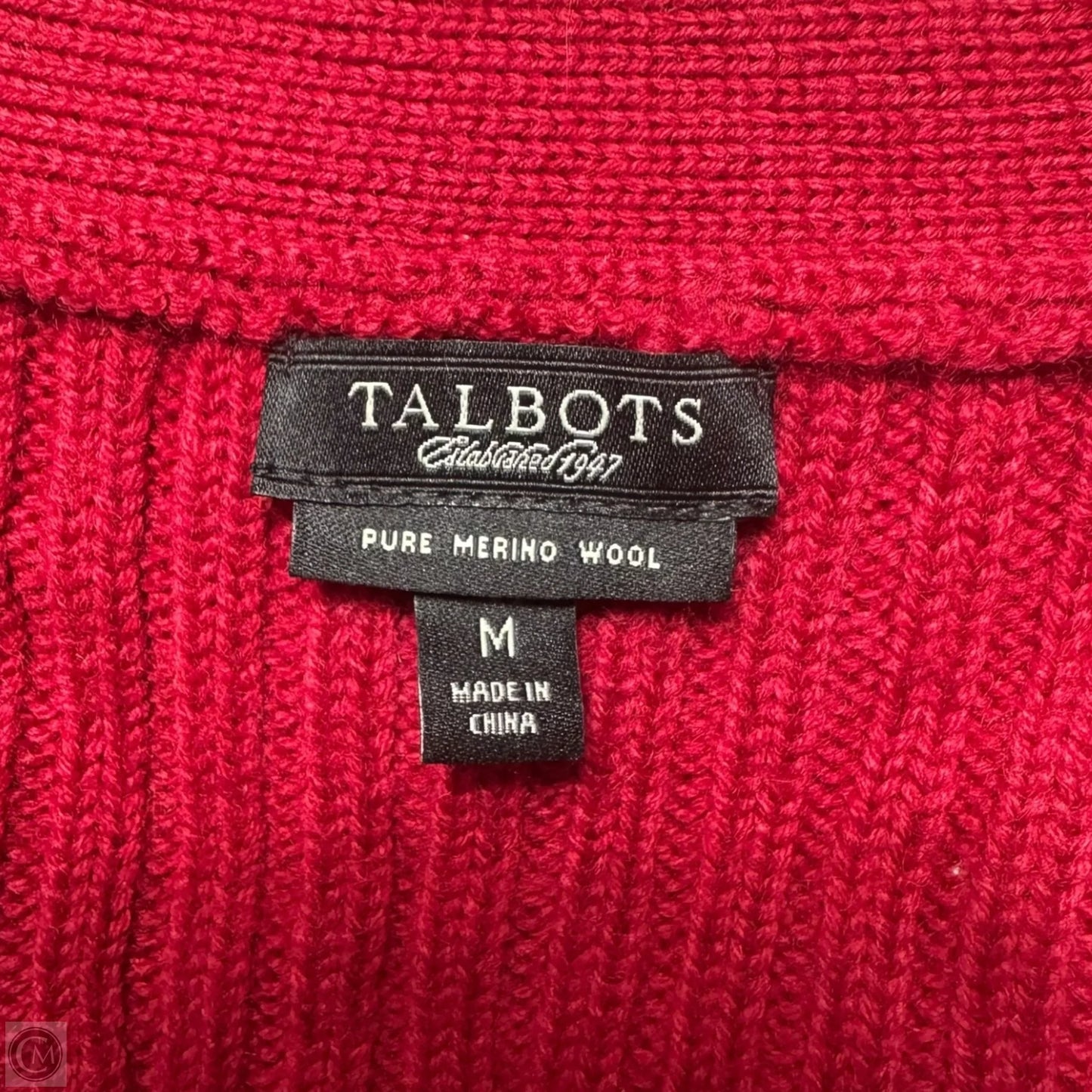 Merino Wool Sweater Cardigan By Talbots In Red, Size: M