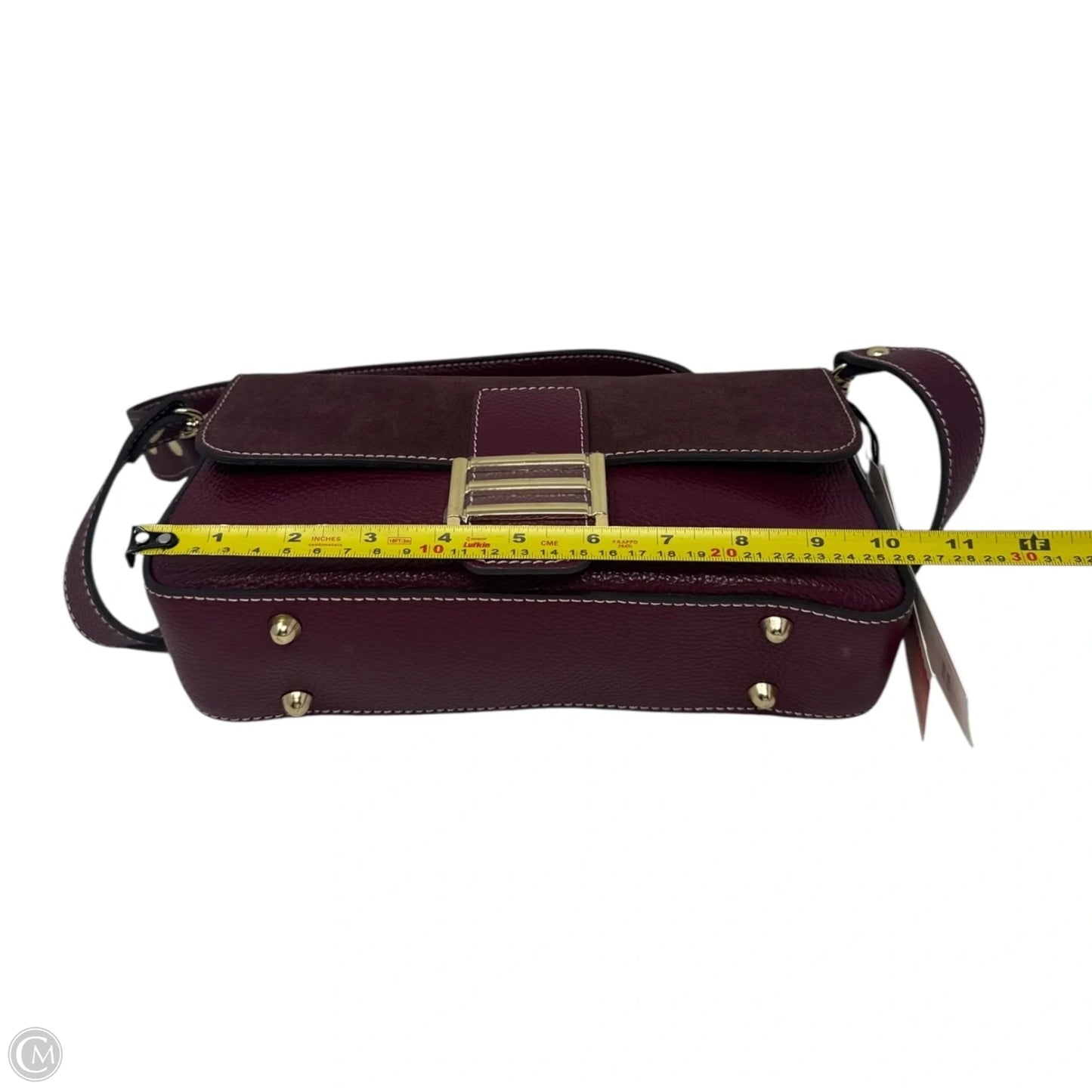 Suede Flap Handbag Leather By Divina Firenze, Size: Medium