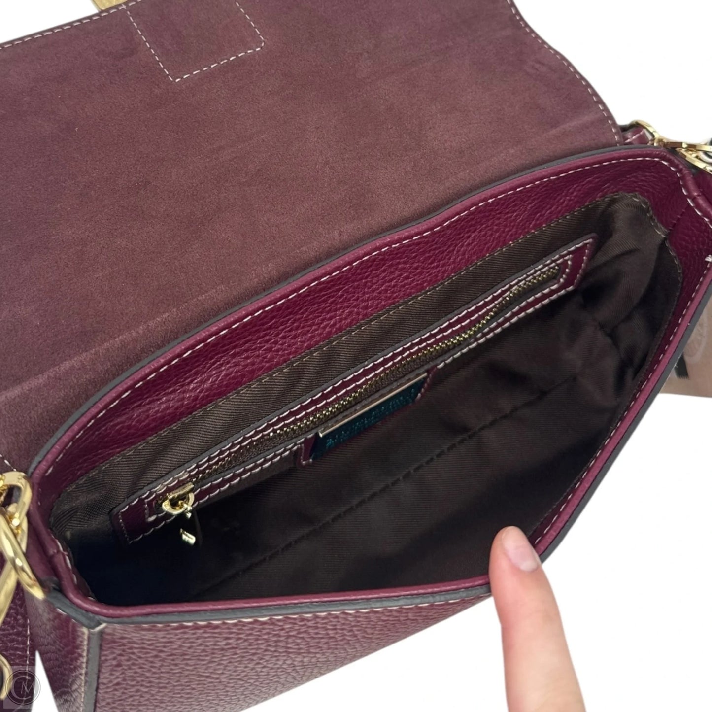 Suede Flap Handbag Leather By Divina Firenze, Size: Medium