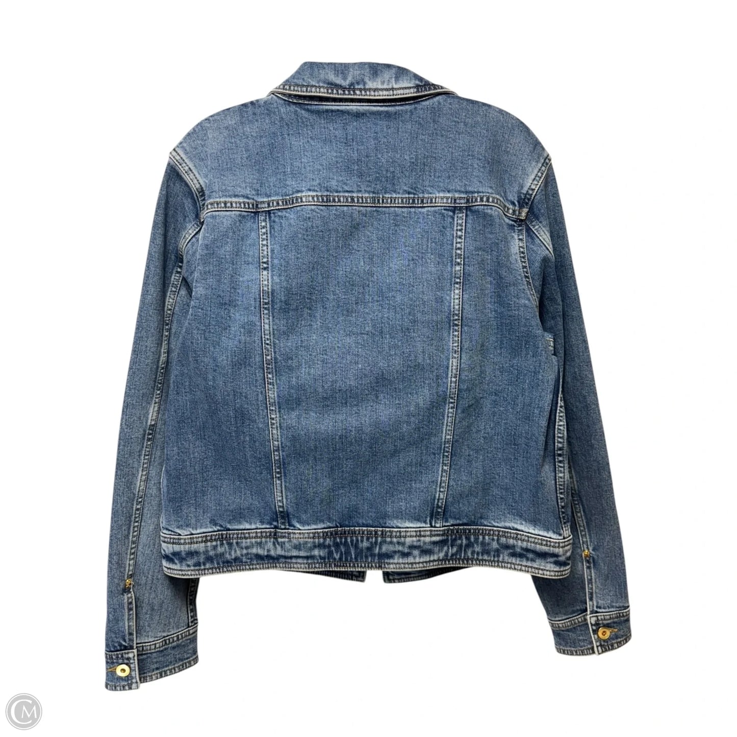 Jacket Designer By Kate Spade In Blue Denim, Size: L